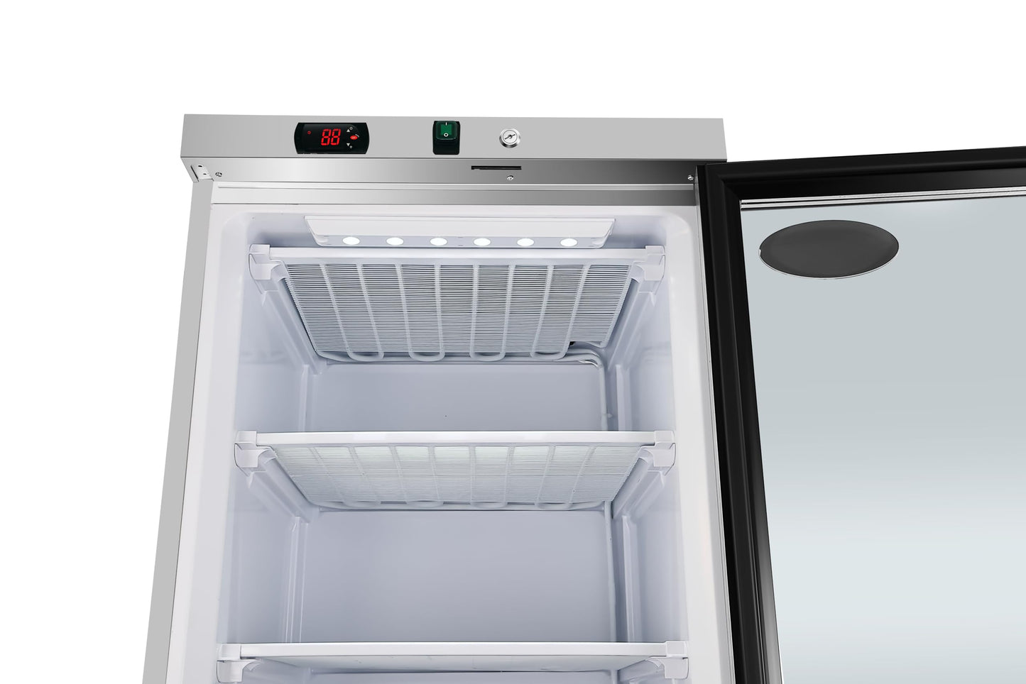 KoolMore 12 Cu. ft. Commercial Freezer with Glass Door in Stainless Steel - Manual Defrost (KM-MFD-12GSG)