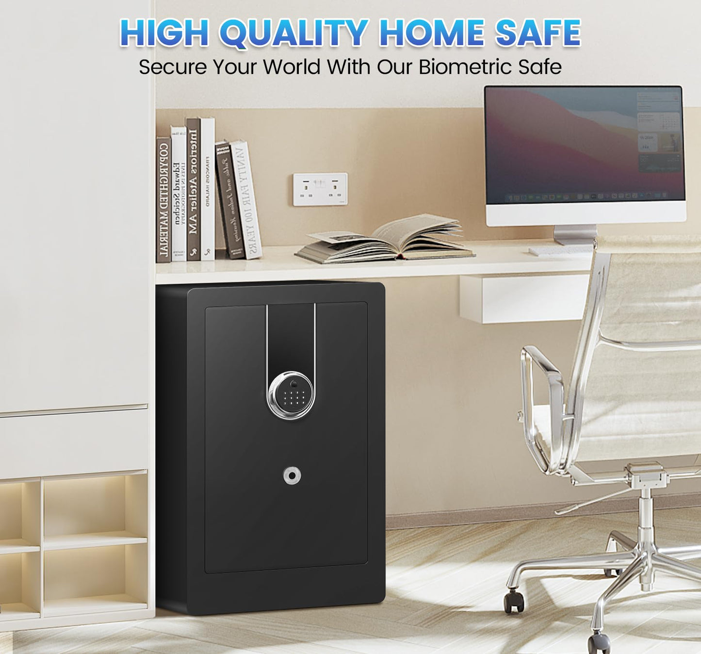 5.5 Cuft Biometric Fireproof Safe For Home, Heavy Duty Safe Box With Dual-alarm system and 3 Movable Shelves, Large Document Safes for Money Jewelry