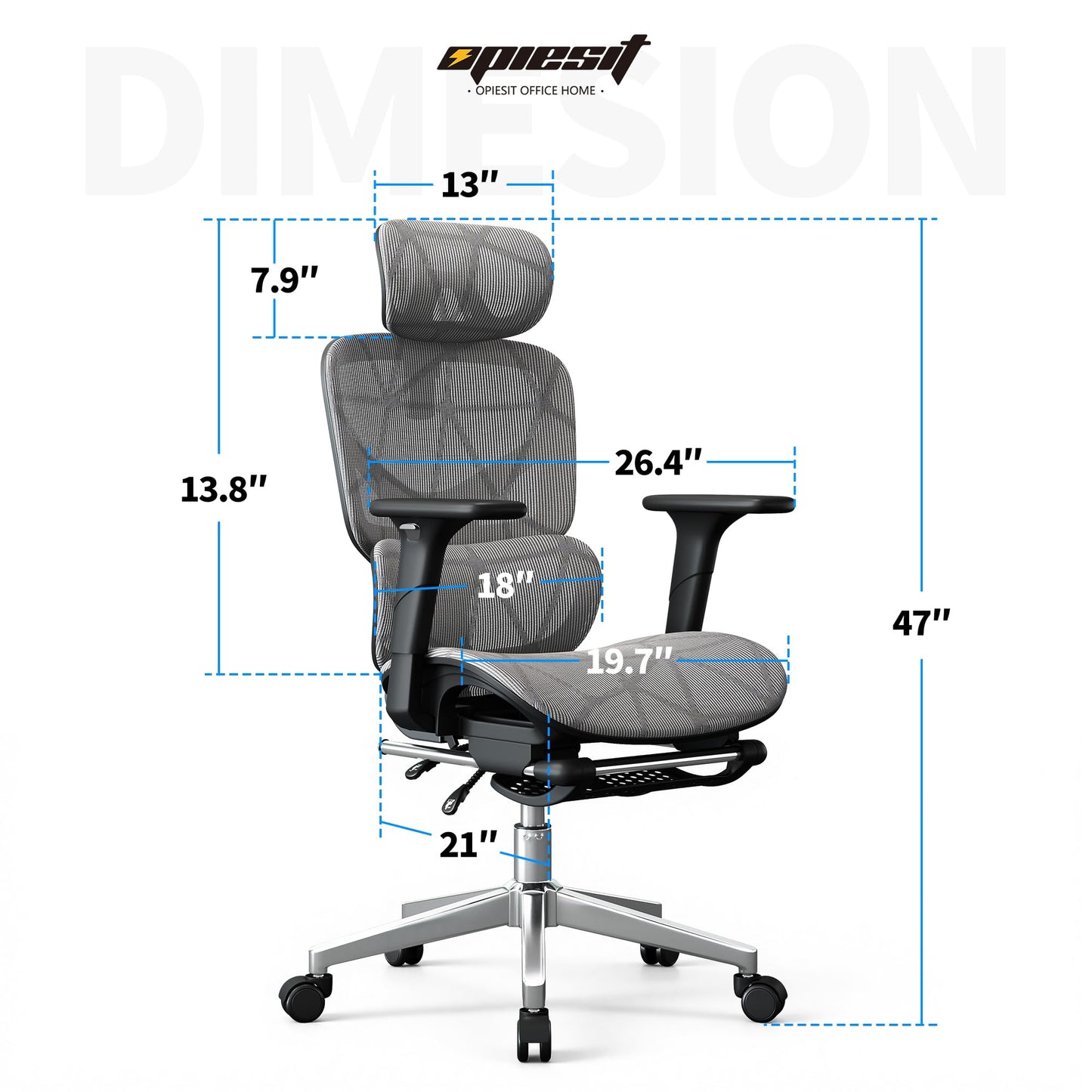Office Chair with 3D Adjustable Lumbar Support,Ergonomic Computer Chair,Adjustable Headrest and Armrests, 400lbs Capacity,Tilt-Swivel,Premium Mesh Desk Chair for Office,Home & Gaming (Grey)