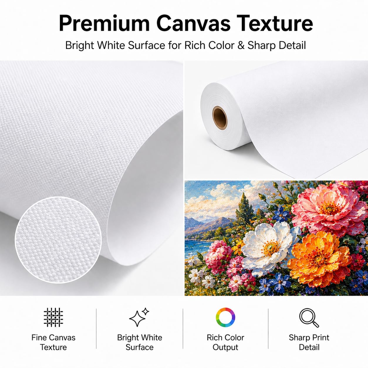 Matte Polyester Inkjet Canvas Roll for Wide Format Printers, Quick Dry Printable Canvas for Fine Art, Photography, Giclée, Wall Art Printing and ArchivalQuality Prints.(290gsm 44"x100')