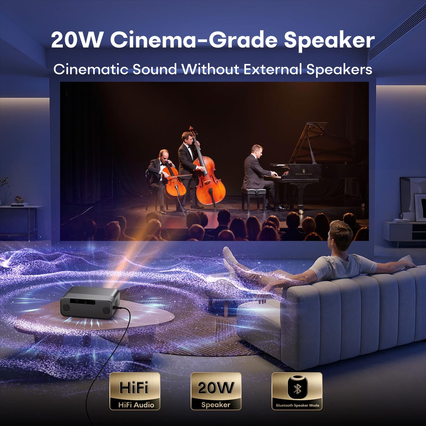 Google TV 4K Projector – Portable Smart Projector with WiFi and Bluetooth, Outdoor Movie Projecteur with Dual 10W Speaker, Autofocus & 6D Keystone, 1500 Lumens, HDR, Home Theater Proyector,Boldever H1