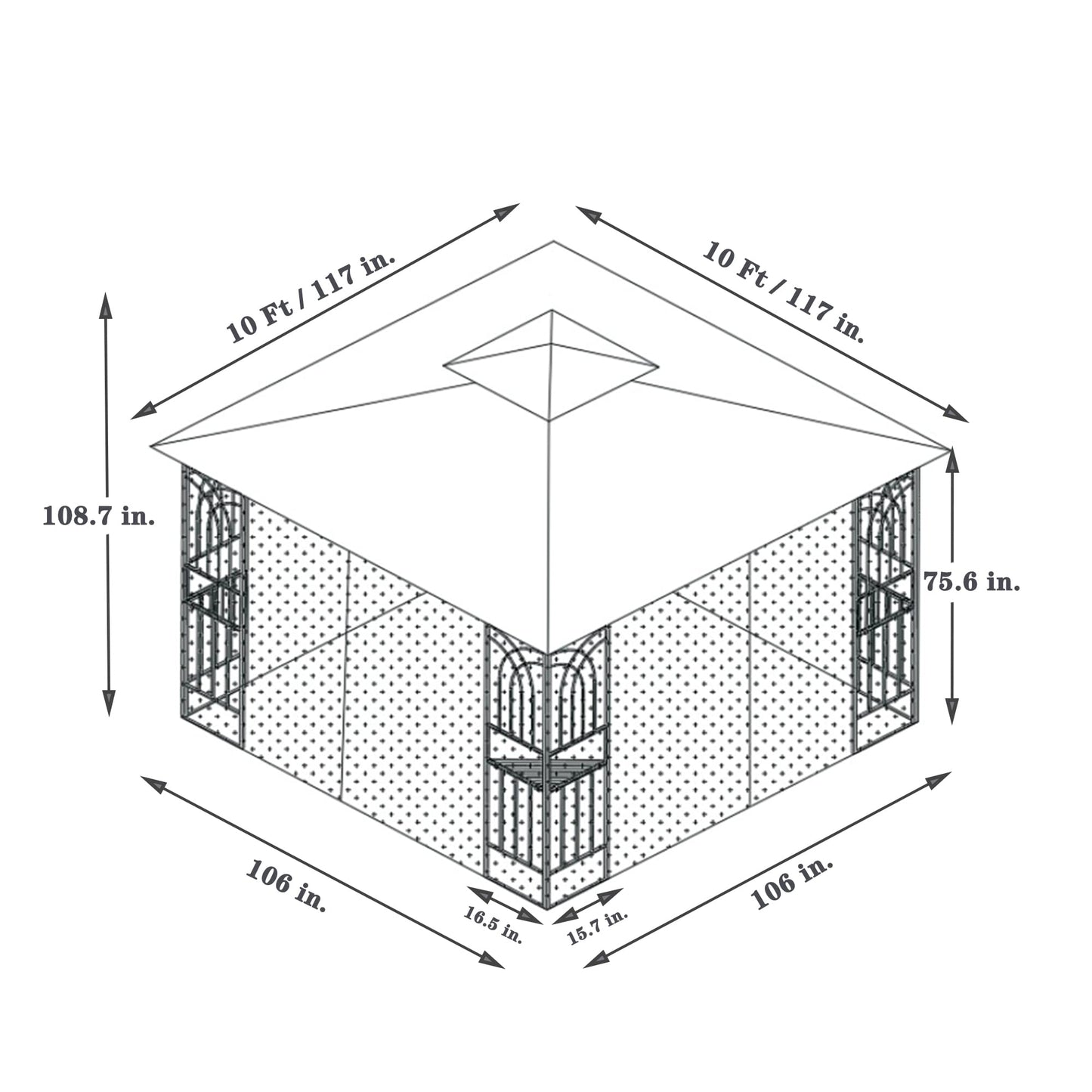 YOPTO 10x10 FT Patio Steel Gazebo,Canopy Tent wiht Ventilated Double Roof and Mosquito Net,(Detachable Mesh Screen On All Sides),Waterproof Garden Pergola for Backyard,Swimming Pool,Gray