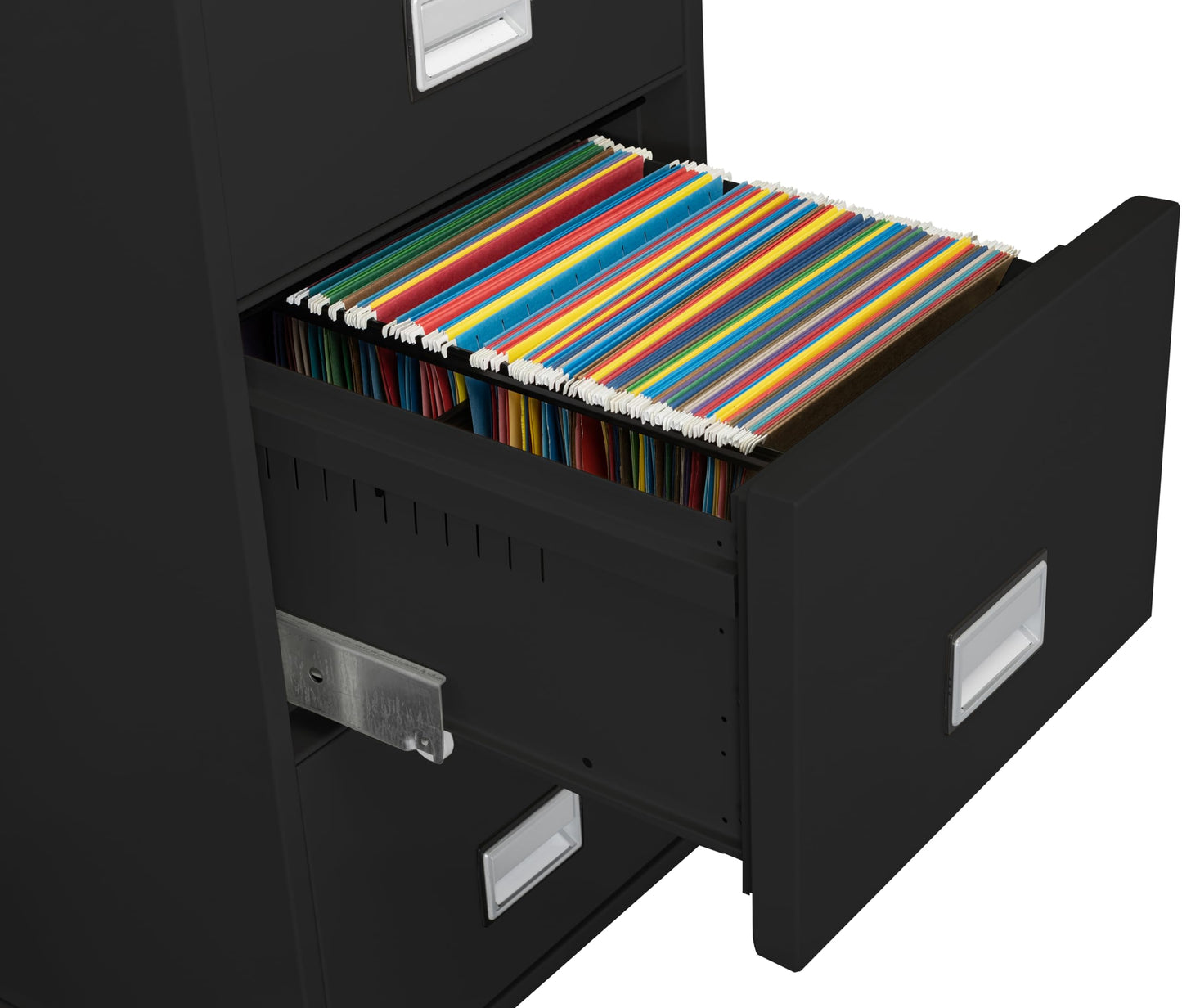 Phoenix Safe 25 inch 4-Drawer Vertical Fireproof File Cabinet – Legal and Letter Size Filing – Key Lock – Water Resistant Seal – Fire and Impact Rated – Black Finish – Model LGL4W25B