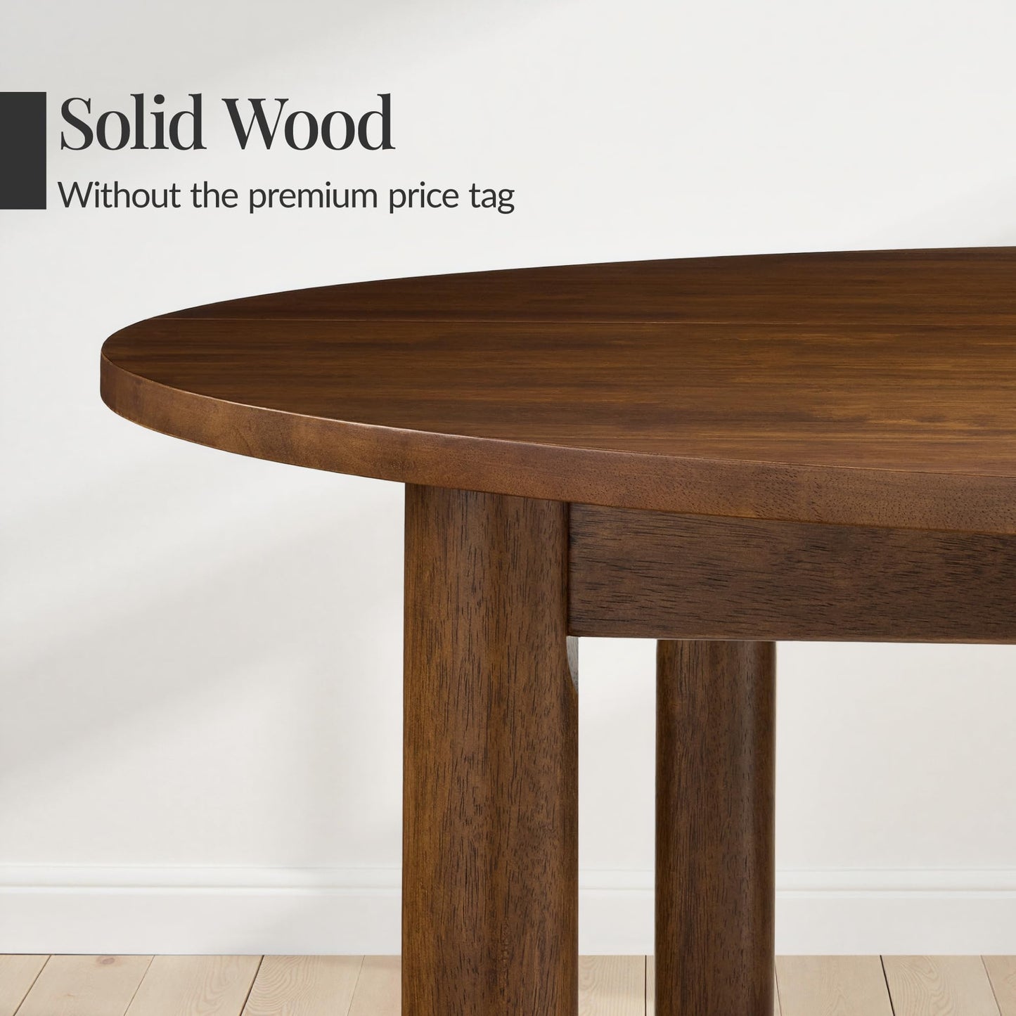 Best Choice Products Solid Wood Dining Table for 4-6, Kitchen Table, 47" Round Table, Modern Farmhouse, Space Saving for Dining Room, Kitchen, Or Living Room, Easy Assembly - Walnut