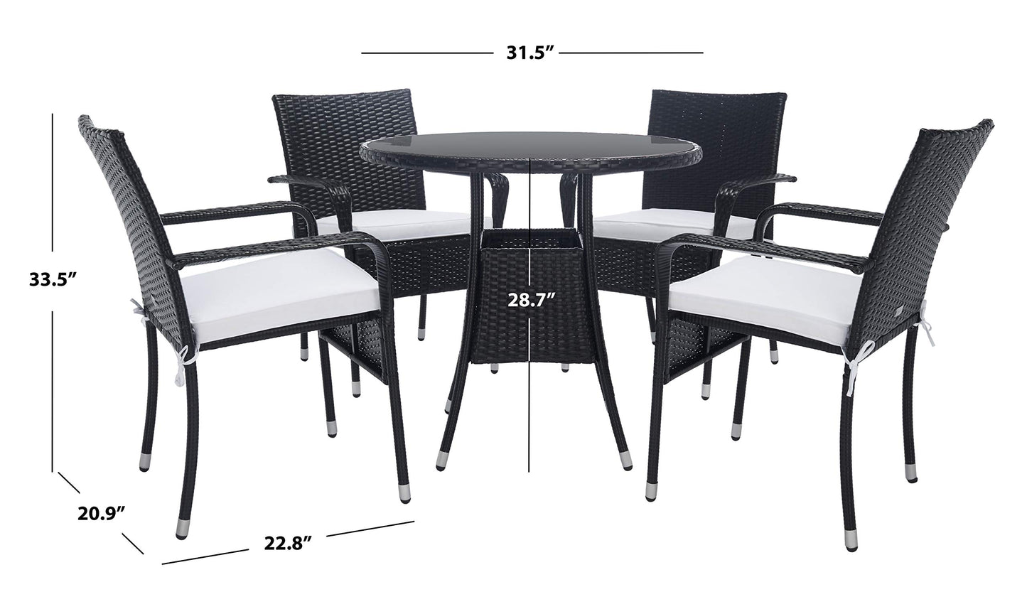 SAFAVIEH Outdoor Collection Laina Black/White Bistro Set PAT7703A-2BX