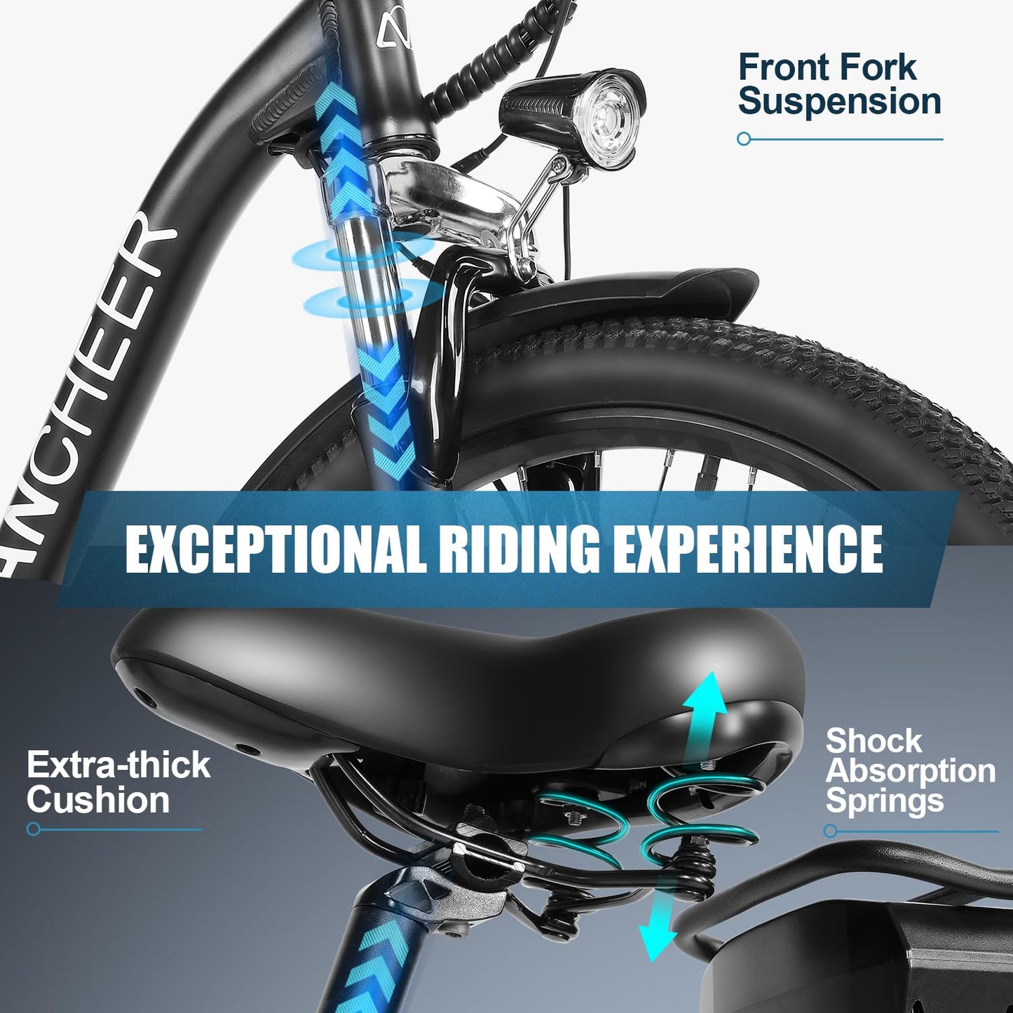 ANCHEER Electric Bike for Adults, 26" EBike, 48V 500Wh Removable Battery, Commuter Electric Bicycles, Fast-Charge, 7-Speed, LCD Digital Display, Suspension Fork, Cruise Control, UL2849