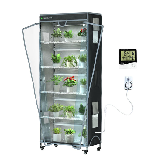 ZOYOYES Indoor Greenhouse 6-Tier Plant Stand with Grow Lights & Cover