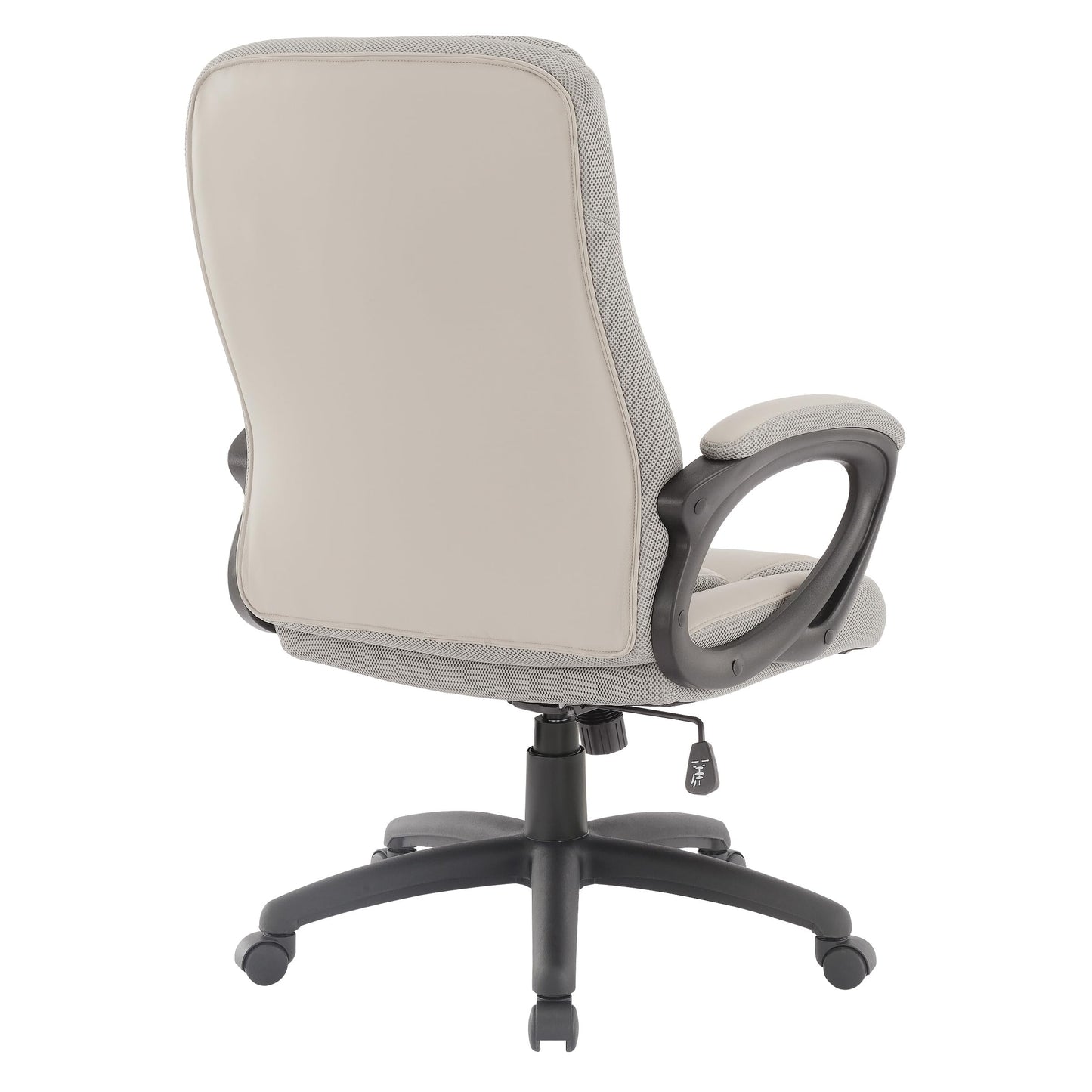 Office Star FL Series Executive Seating Faux Leather Manager's Adjustable Office Chair with Padded Arms, Taupe with Grey Mesh Accents