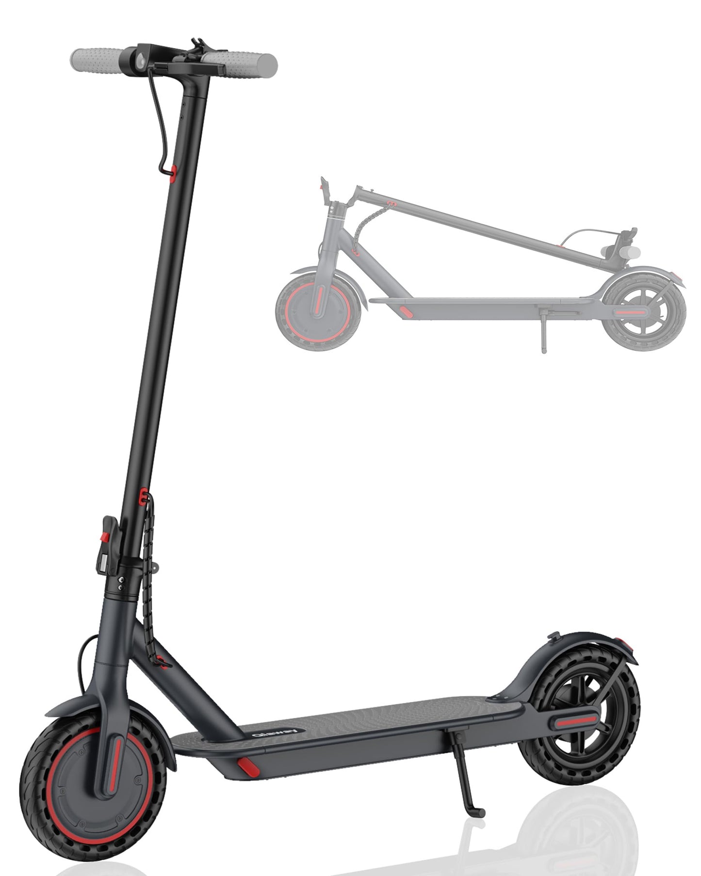 Qlaway Electric Scooter - Top Speed 19 MPH, Max 15 Miles Ranges, 8.5" Solid Tire, Powerful 350W Motor, Load 264LBS, Aluminum Alloy Foldable Commuting Escooter for Adults & Teens
