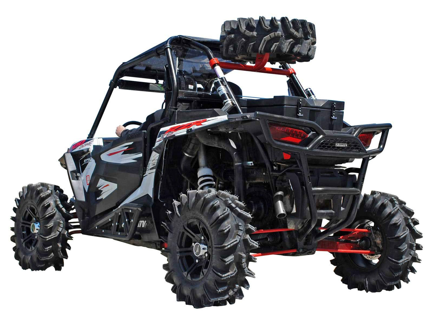 SuperATV Polaris RZR XP Turbo Spare Tire Carrier for a 2016+ Polaris RZR XP Turbo/XP 4 Turbo, Easy, Bolt-on Installation, Powder Coated, Wrinkle Black, See Fitment, USA Made