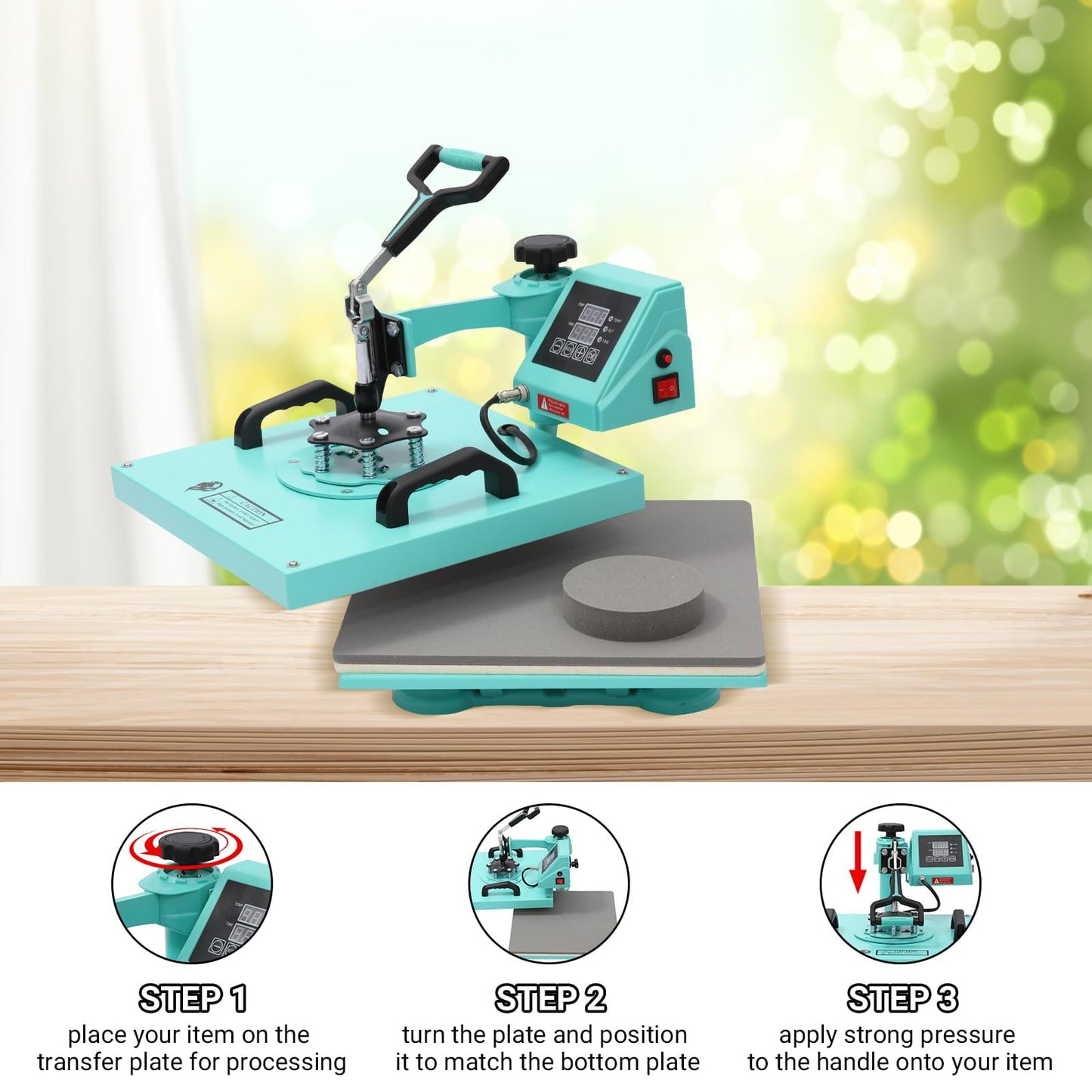 6 in 1 Heat Press Machine 15x15in, Digital Sublimation Combo, 360° Swing Away, Adjustable Temp & Pressure, Fast Heating, Mug Press for T Shirts, Hats, Mugs, Plates