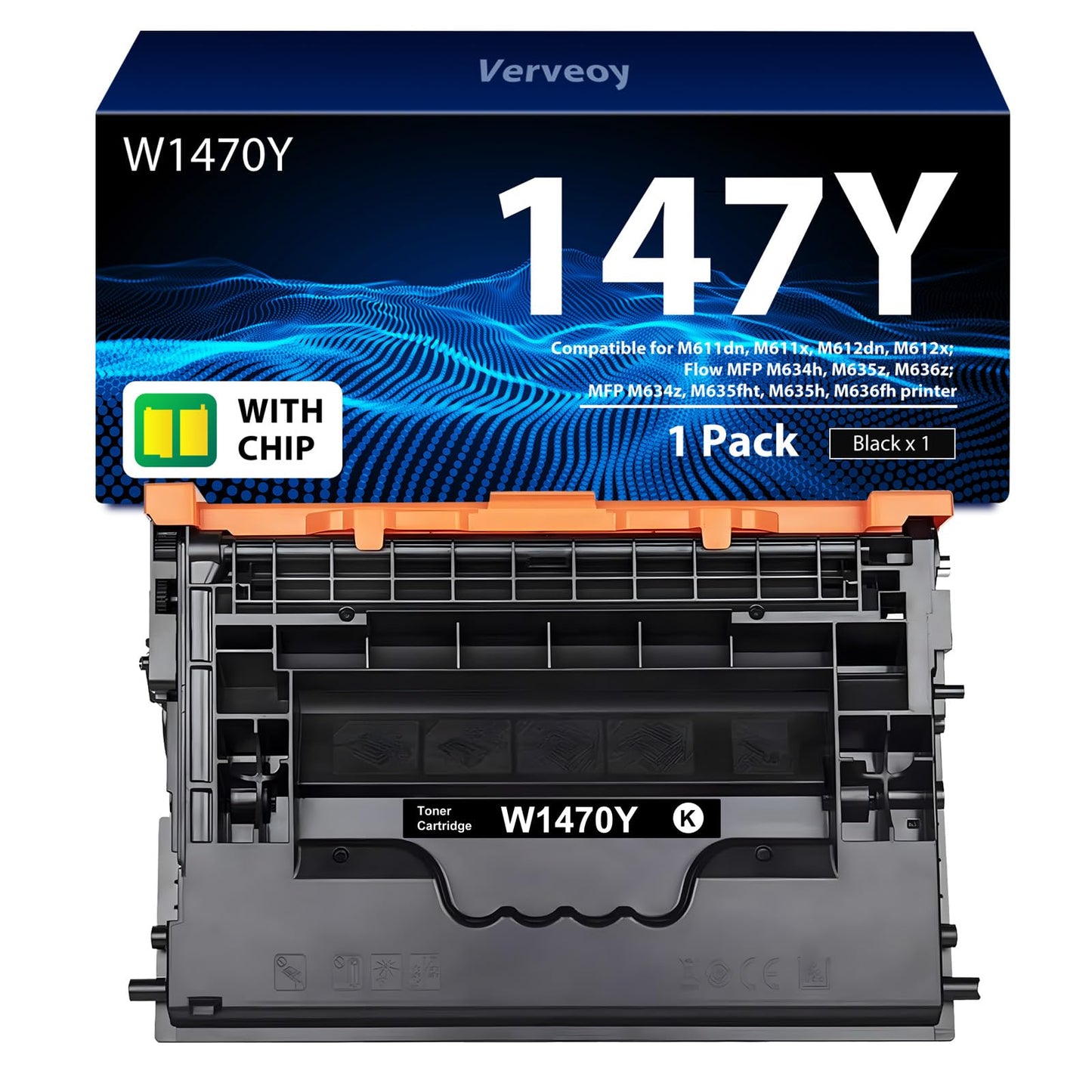 147Y Toner Cartridge Replacement for HP LaserJet 147Y W1470Y Toner Cartridge Works for LaserJet M610 Printer Ink Black, M611 Toner, M612dn MFP M634z M635fht M636fh Laser Printer Toner (Black, 1-Pack)