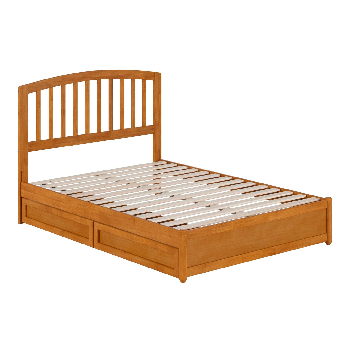 AFI, Lucia Full Platform Bed with Panel Footboard & Storage Drawers, Light Toffee