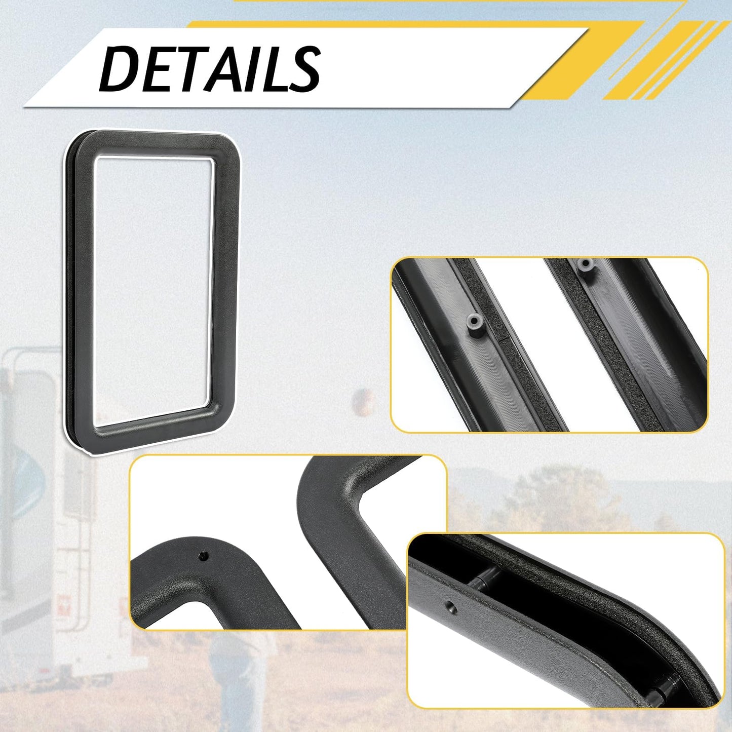 KUAFU Entry Door Window Frame for RV Trailer, Black, 15-3/4in x 24-3/4in, Model GO-1095