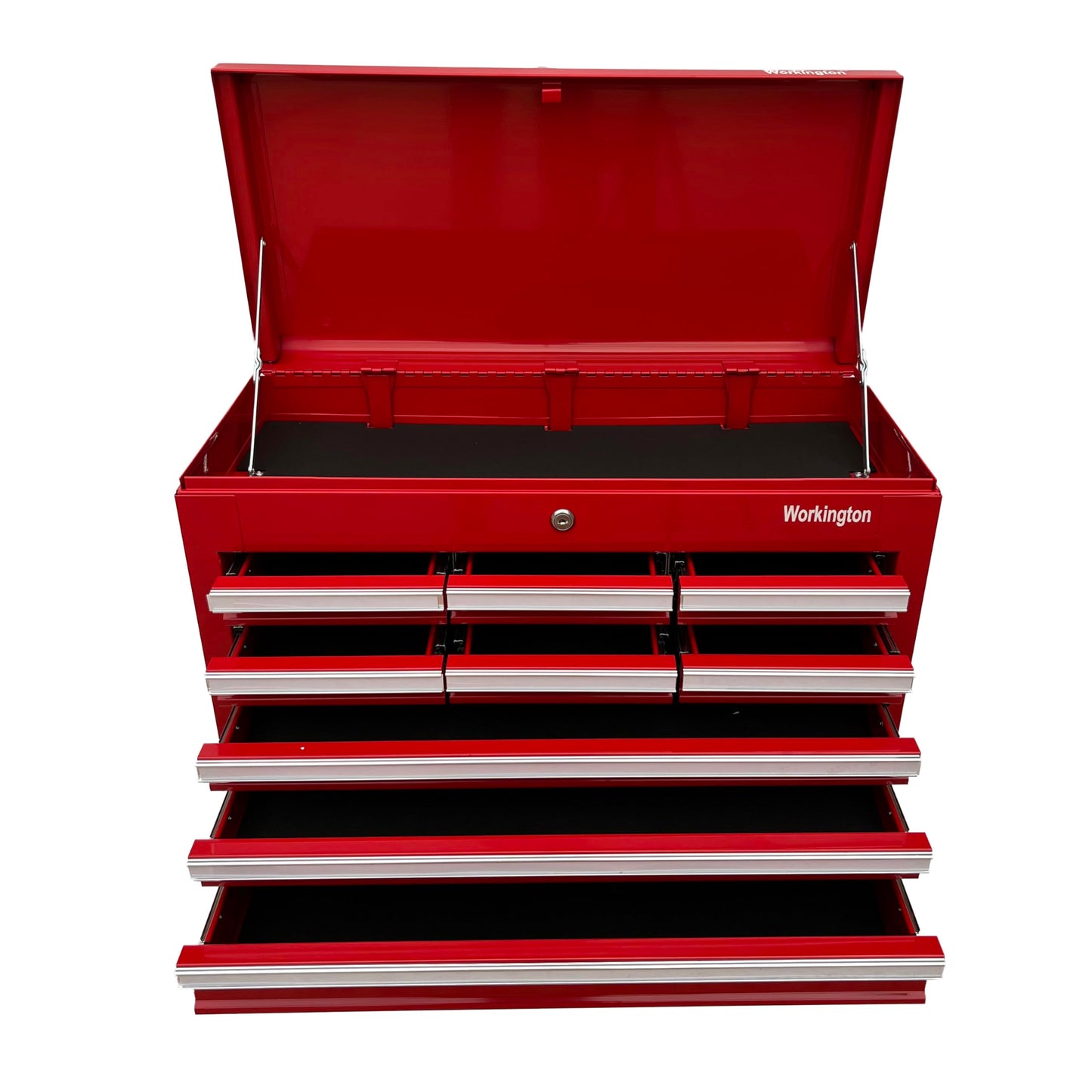 Workington Professional Industrial Portable Metal Tool Chest with 9 Drawers, 26" 9-Drawer Tool Chest Cabinet with Ball Bearing Drawer Slides, Steel Tool Storage Box Organizer 4016 Red