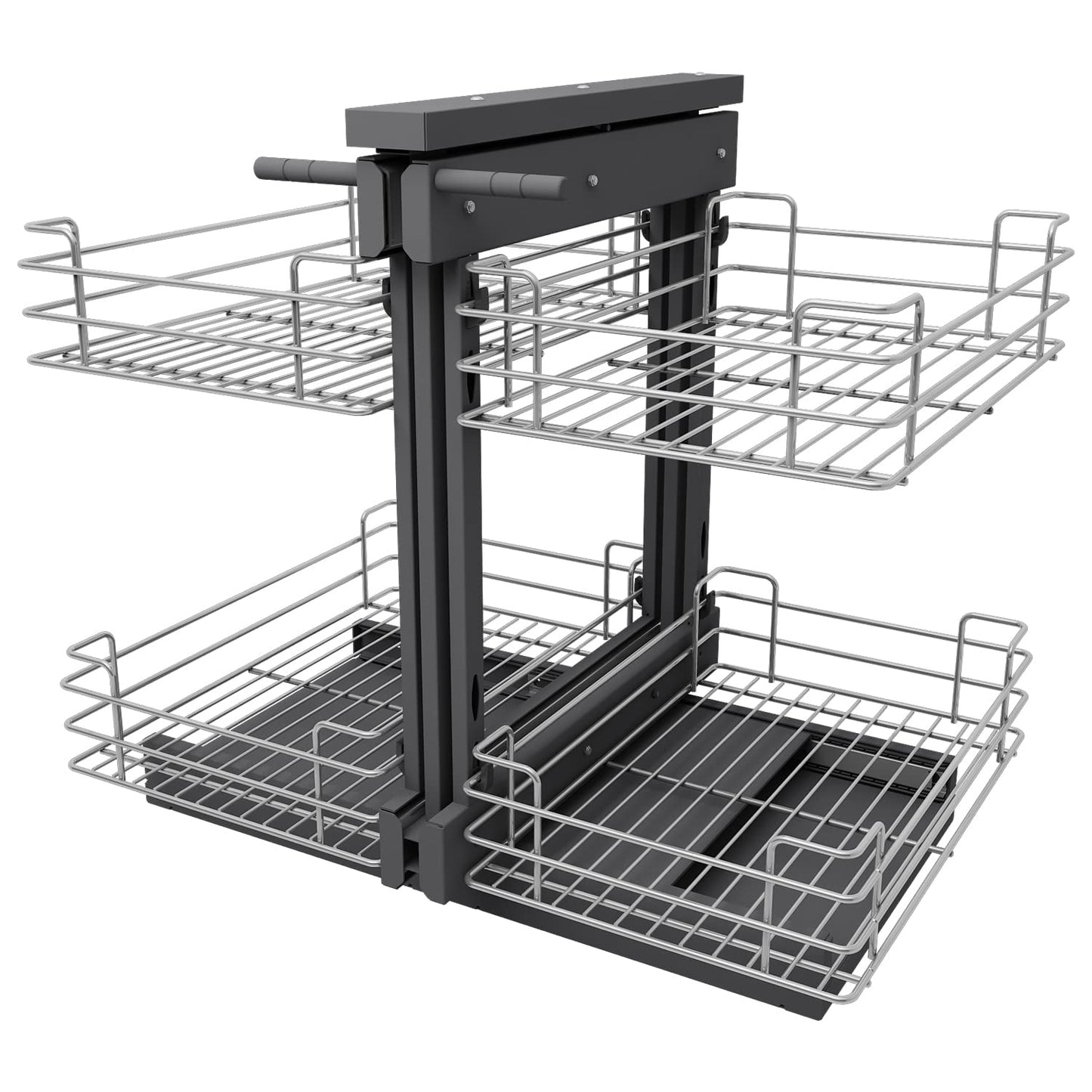 VADANIA Blind Corner Pull Out Organizer for 36" Cabinet, Left Open & Right Open Compatible, Min Opening 15", 2-tier Pull-out Basket, Soft Close, Bottom Mount