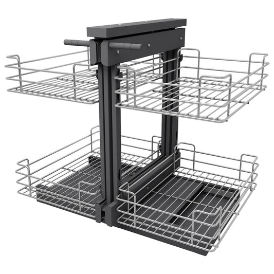 VADANIA Blind Corner Pull Out Organizer for 36" Cabinet, Left Open & Right Open Compatible, Min Opening 15", 2-tier Pull-out Basket, Soft Close, Bottom Mount