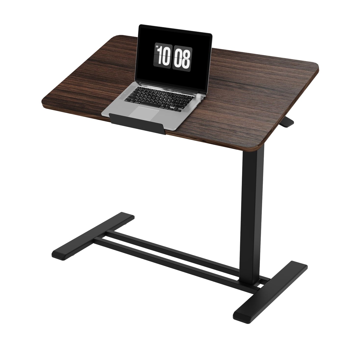 FLEXISPOT H7 PRO Mobile Standing Desk Adjustable Overbed Table Pneumatic with Wheels 90°Tiltable Portable Laptop Desk Rolling Computer Cart Foldable Bedside Table(31.5" W x 17.7" D, Rustic Brown)