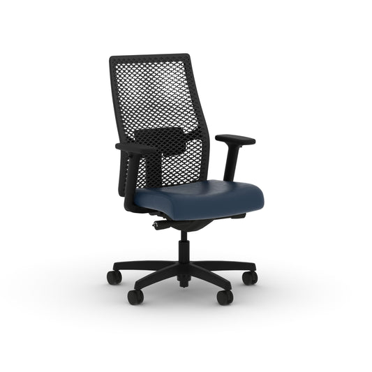 HON Ignition 2.0 ReActiv Ergonomic Office Chair, Mesh Desk Chair with Lumbar Support, Advanced Synchro‑Tilt, Height and Width Adjustable Arms, Swivel Wheels, Black Frame, Ocean