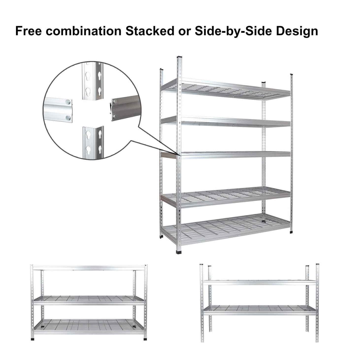 Amazon Basics Heavy Duty 5 Shelf Storage Shelving Unit, High-Grade Aluminum, Shelves, Adjustable Height, 60" x 24" x 78", Silver
