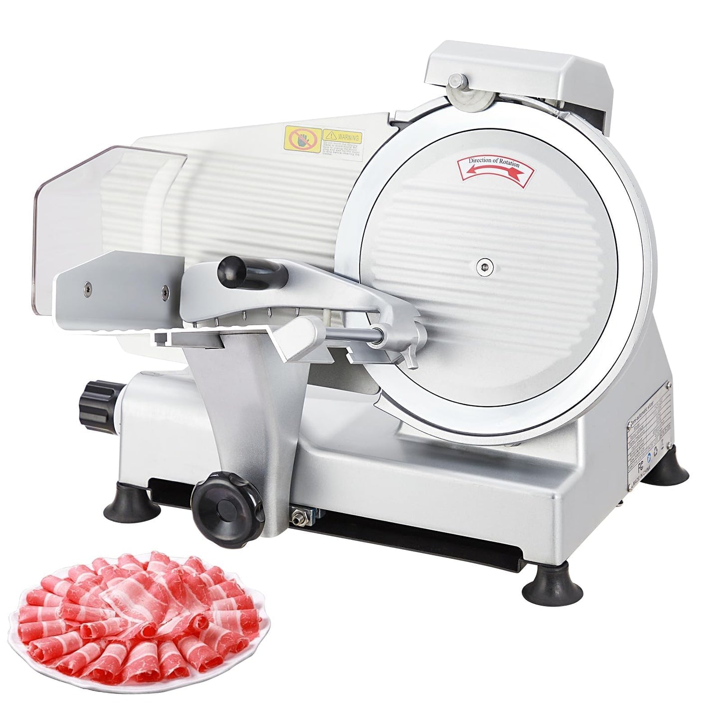 550W Dual Motor Meat Slicer Machine, 10" Alloy Steel Blade, Adjustable 0–14mm, Automatic Sharpener, Heavy Duty Deli Slicer for Home & Commercial Use