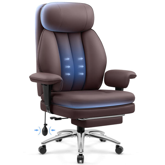 BestGlory Office Desk Chair with Inflatable Lumbar Support, Ergonomic Office Chair [Upgraded Double-Layer Cushion & Footrest], 400 LBS Big and Tall Computer Desk Chair for Home Office Gaming, Coffee