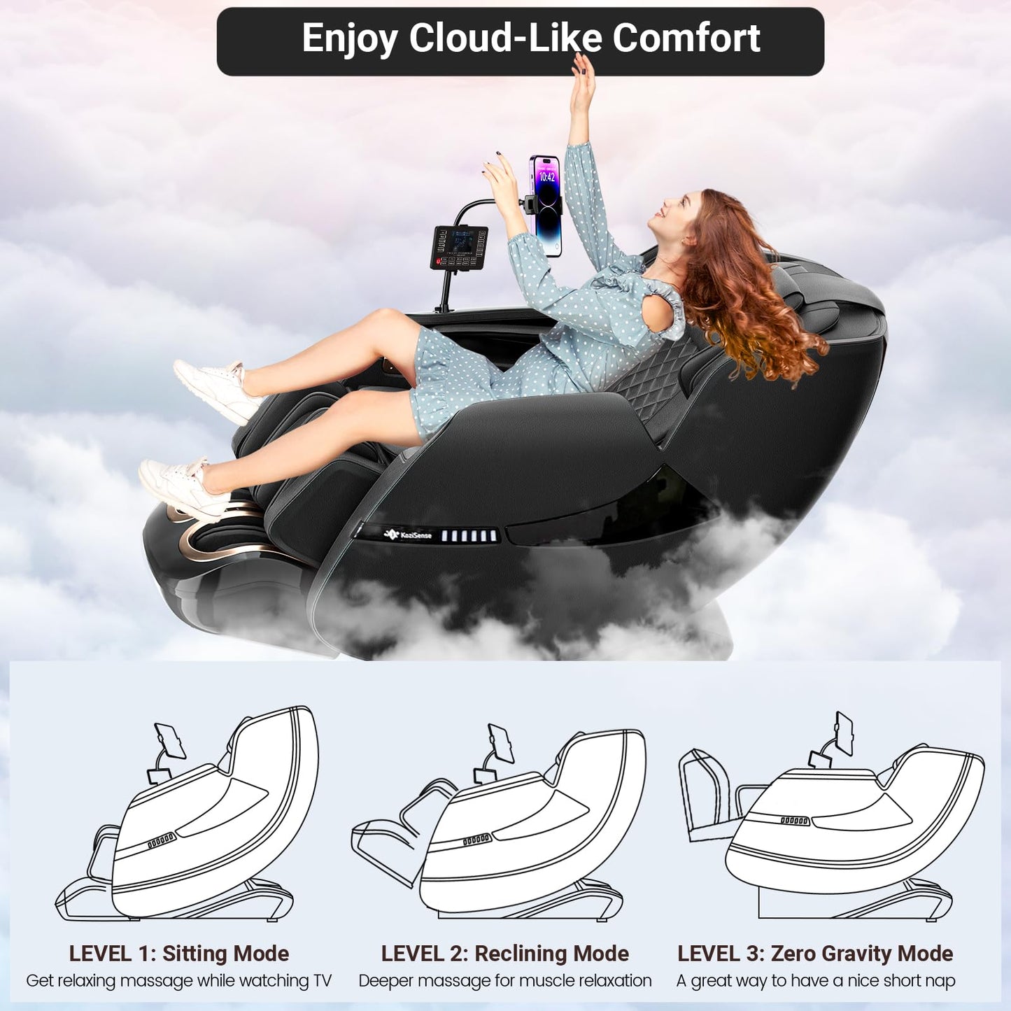 KoziSense A18 3D Massage Chair Full Body, Zero Gravity SL-Track Shiatsu Massage Recliner Chair with Heat, AI Control, Body Scan and Calfrest Extension (Upgraded)