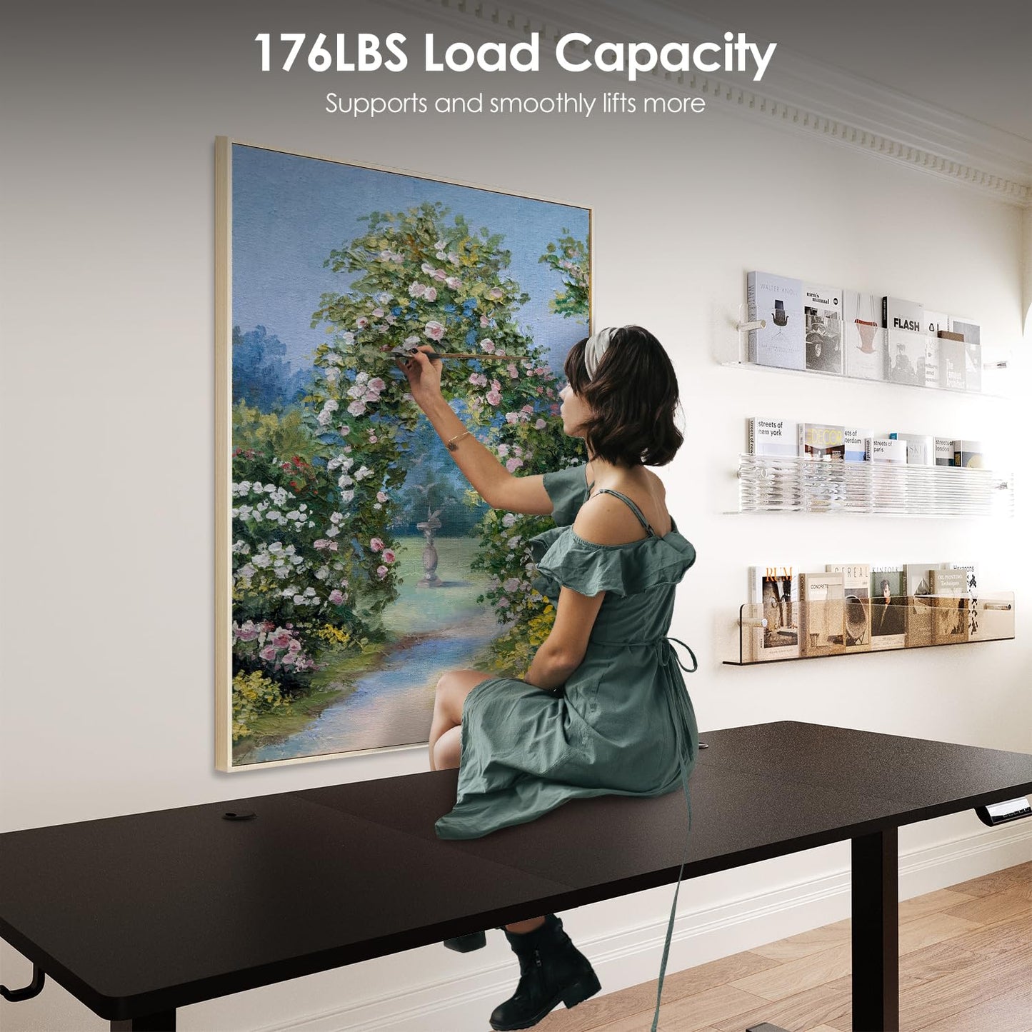 Monomi 79" Electric Standing Desk for Home Office - Large Adjustable Height Desk with 178 lbs Weight Capacity, 3 Memory Presets, Quiet Motor, Anti-Collision (Black)