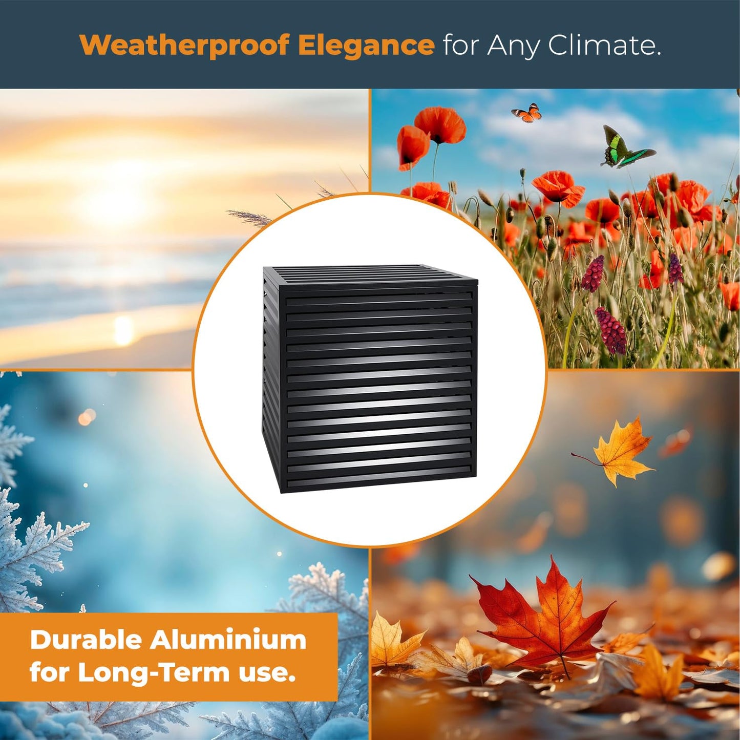 EVOLAR HVAC Central Air Conditioner Cover for Outside Units, Aluminium Heat Pump Cover - Heavy Duty Outdoor AC Unit Sound Barriers - XL, Black