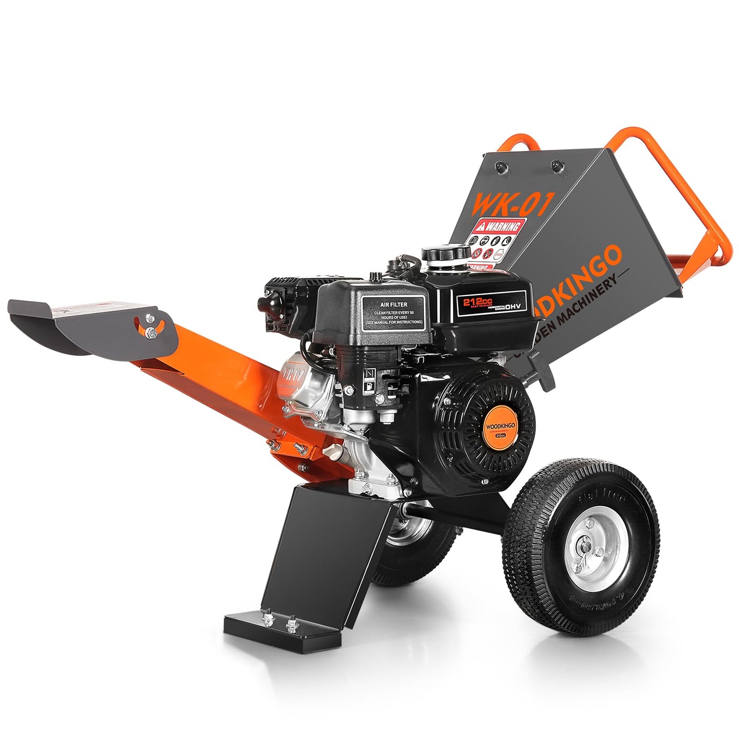 WOODKINGO Wood Chipper Shredder Mulcher Heavy Duty 7 HP Gas Powered Compact Rotor Assembly 3 Inch Max Capacity 212cc Gas Powered Engine 4-Stroke Fast Chipping Chopping for Forestry, Gardens (WK-01)