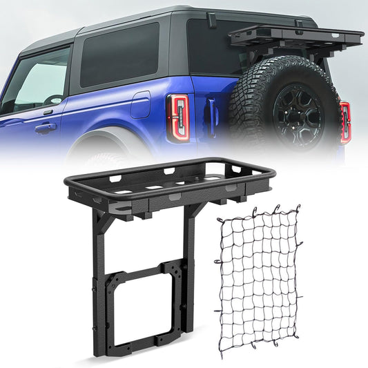 EYOUHZ for Bronco Spare Tire Cargo Rack Rear Luggage Basket on OE Tailgate Compatible with 2021-2026 Ford Bronco 2/4 Doors, Cargo Carrier Storage Back Holder Stand Exterior Shelf Tray