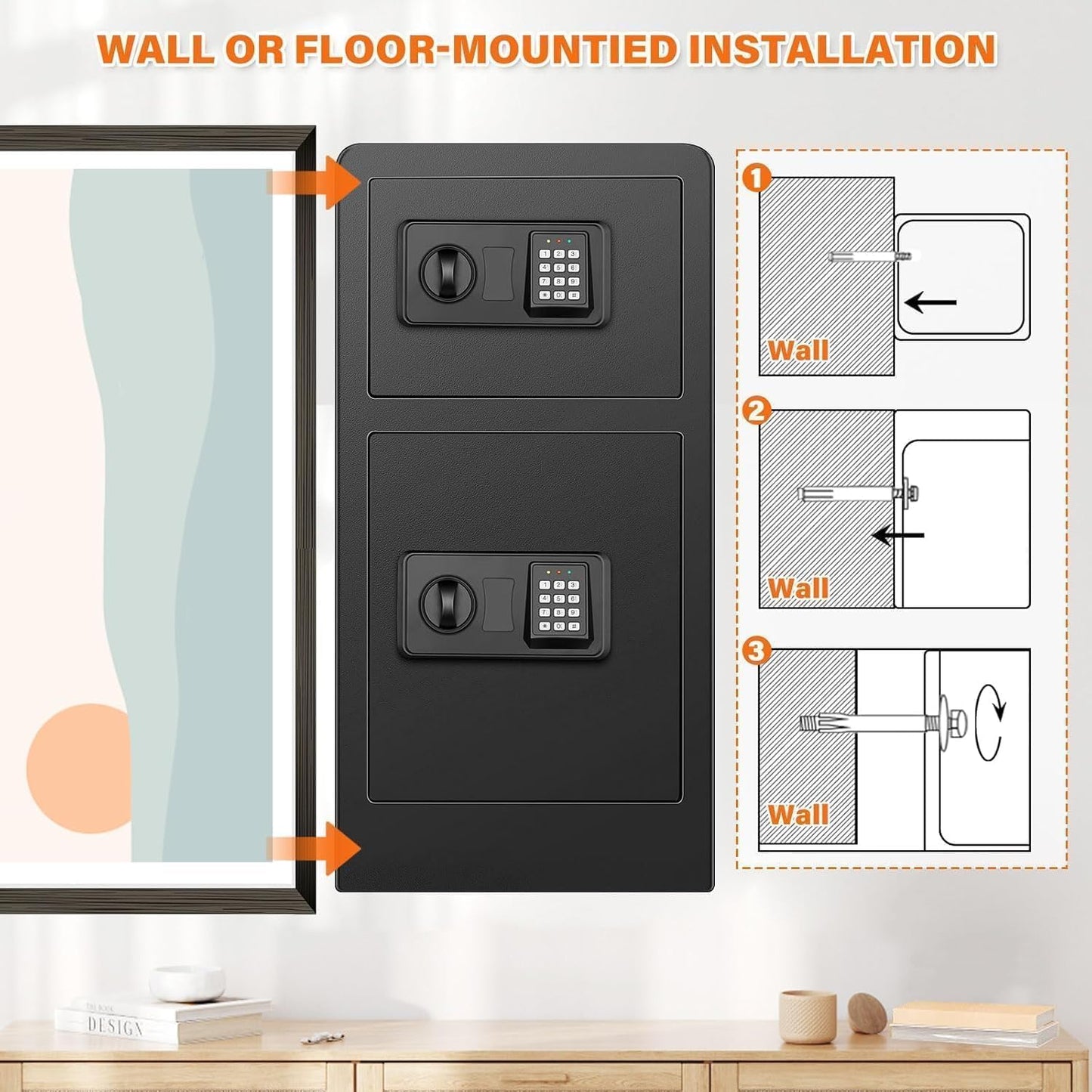 7.5 Cuft Extra Large Safe Box Fireproof Waterproof, Fire Proof Safes With Double Door, A4 Fireproof Bag, Digital Keypad & Spare Key, Smart Alert, Safes For Home Use Fire And Water Proof