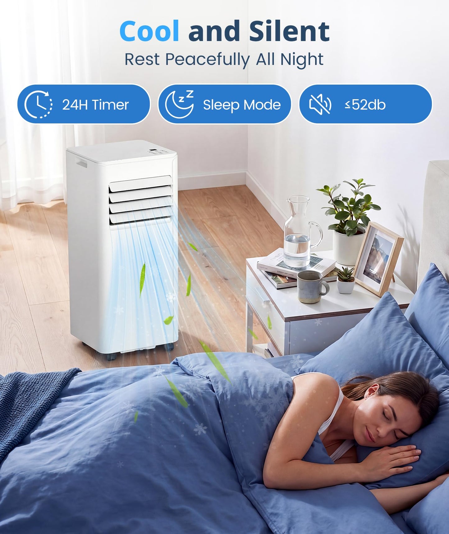10,000 BTU Portable Air Conditioner, Cools Up to 450 Sq. Ft., 5-in-1 Quiet Portable AC Units with Remote Control, LED Display, 24H Timer, Sleep Mode, Window Kits for Bedroom, Office, Apartment