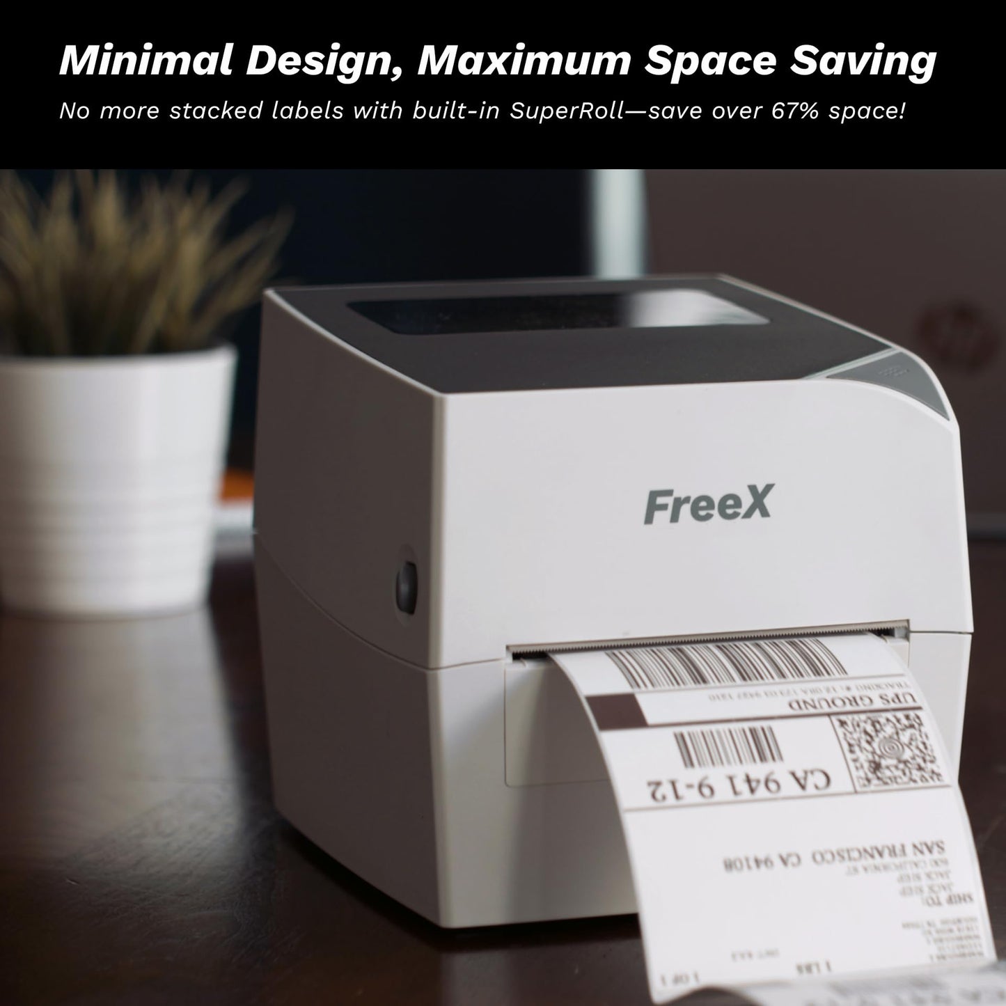 FreeX [Intro Price] WiFiMAX Thermal Printer | Wireless Wi-Fi AirPrint 4x6 Shipping Labels Printer | Compatible with iPhone iOS, MacOS, Android, Windows and Zebra, Brother, Dymo, Rollo, Munbyn Labels