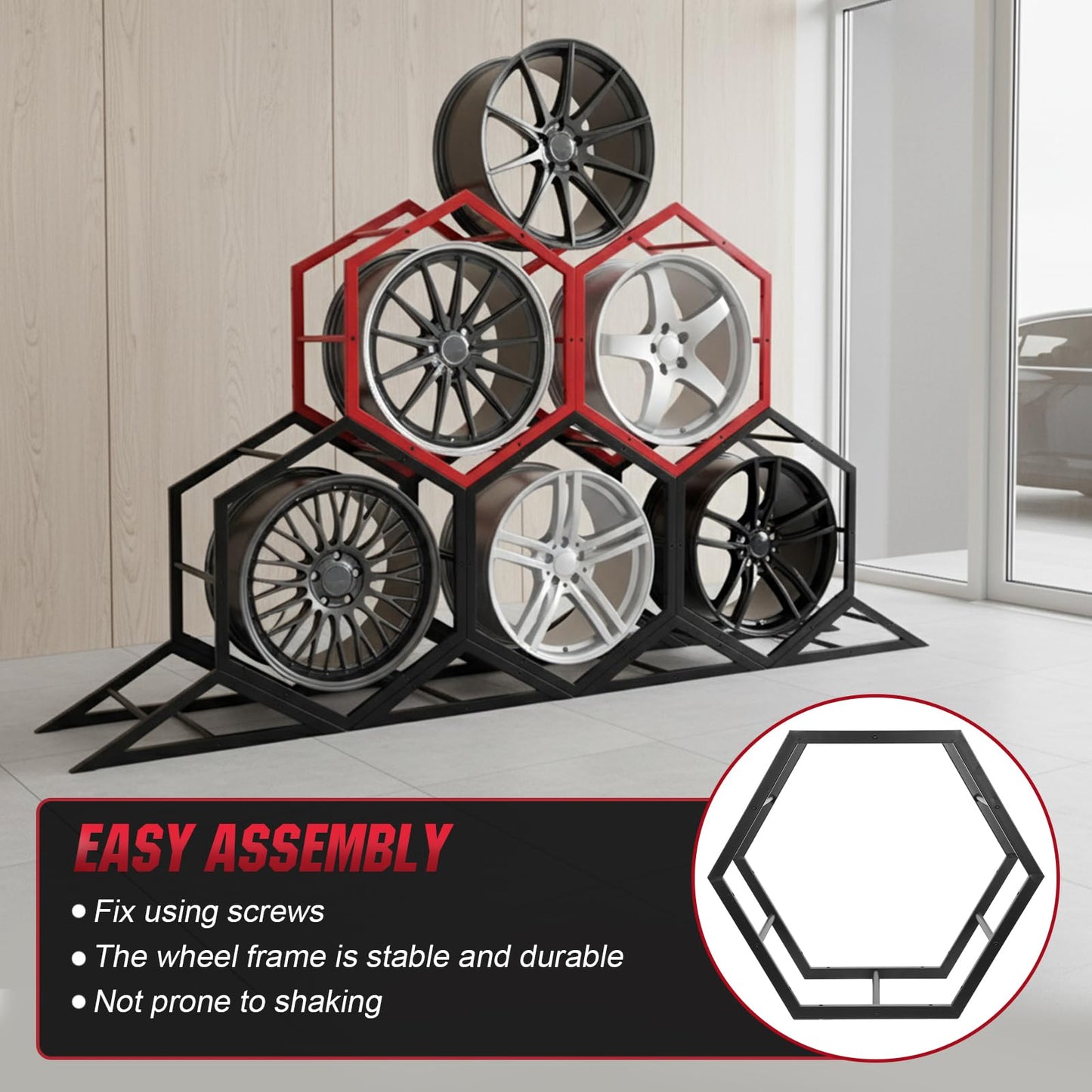 Heavy Duty Tire Storage Rack Adjustable Tire Rack for Garage Wall Mount Wheel Organizer Holder for Exhibition Shop Garage Trade Show