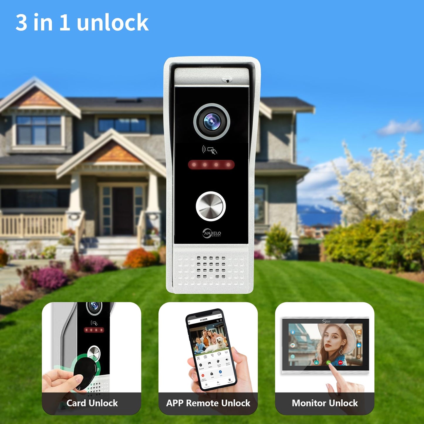 Video Doorbell Intercom System,10 Inches Touch Screen (Black) Video Doorbell Door Phone System,Support Remote Unlock, Dual-Way Intercom,Night Vision for Villa House Apartment (1-Camera + 1-Monitor)