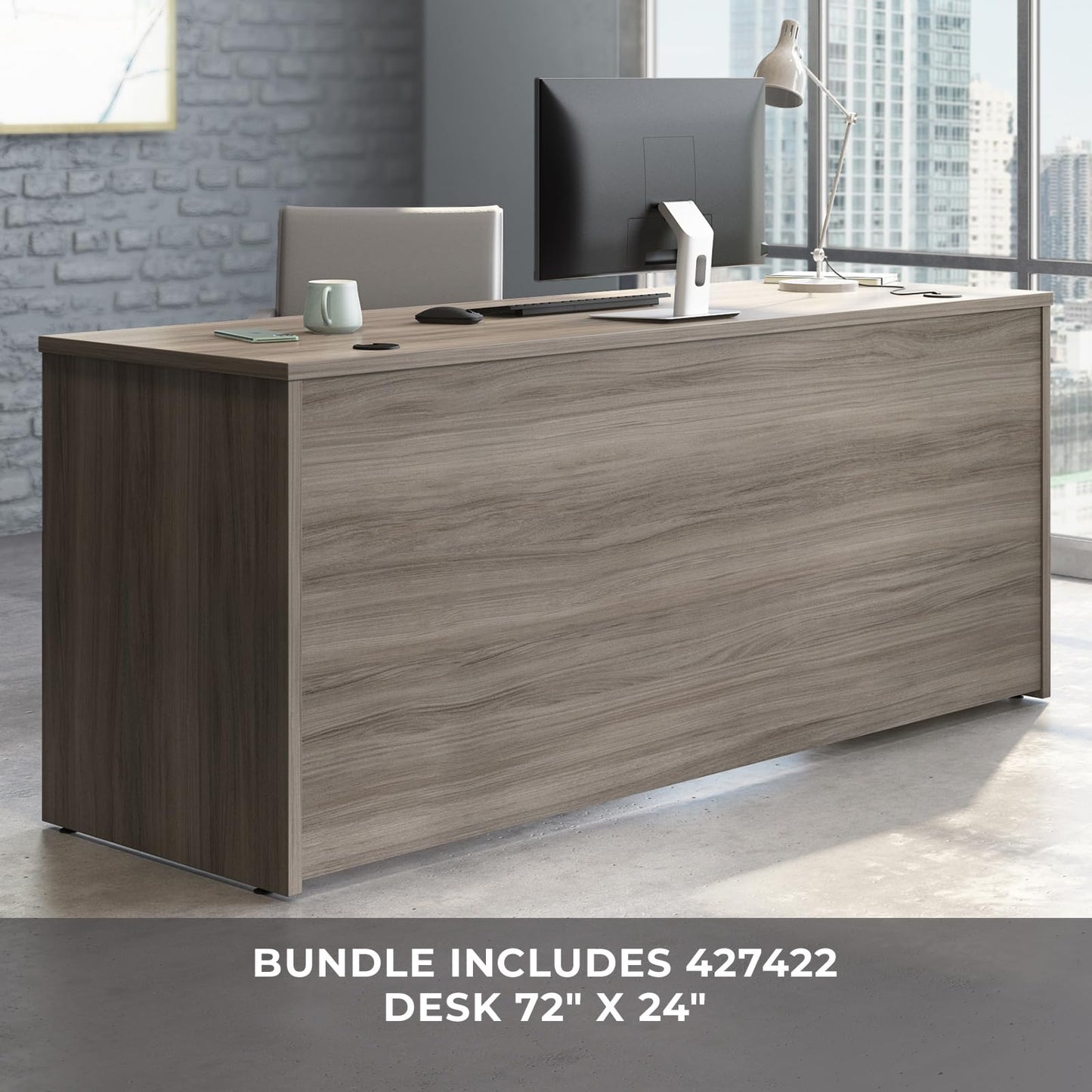 Sauder Office Works Affirm 72 X 24 Shell 2 Drawer Pedestal Ste Hudson Elm Finish
