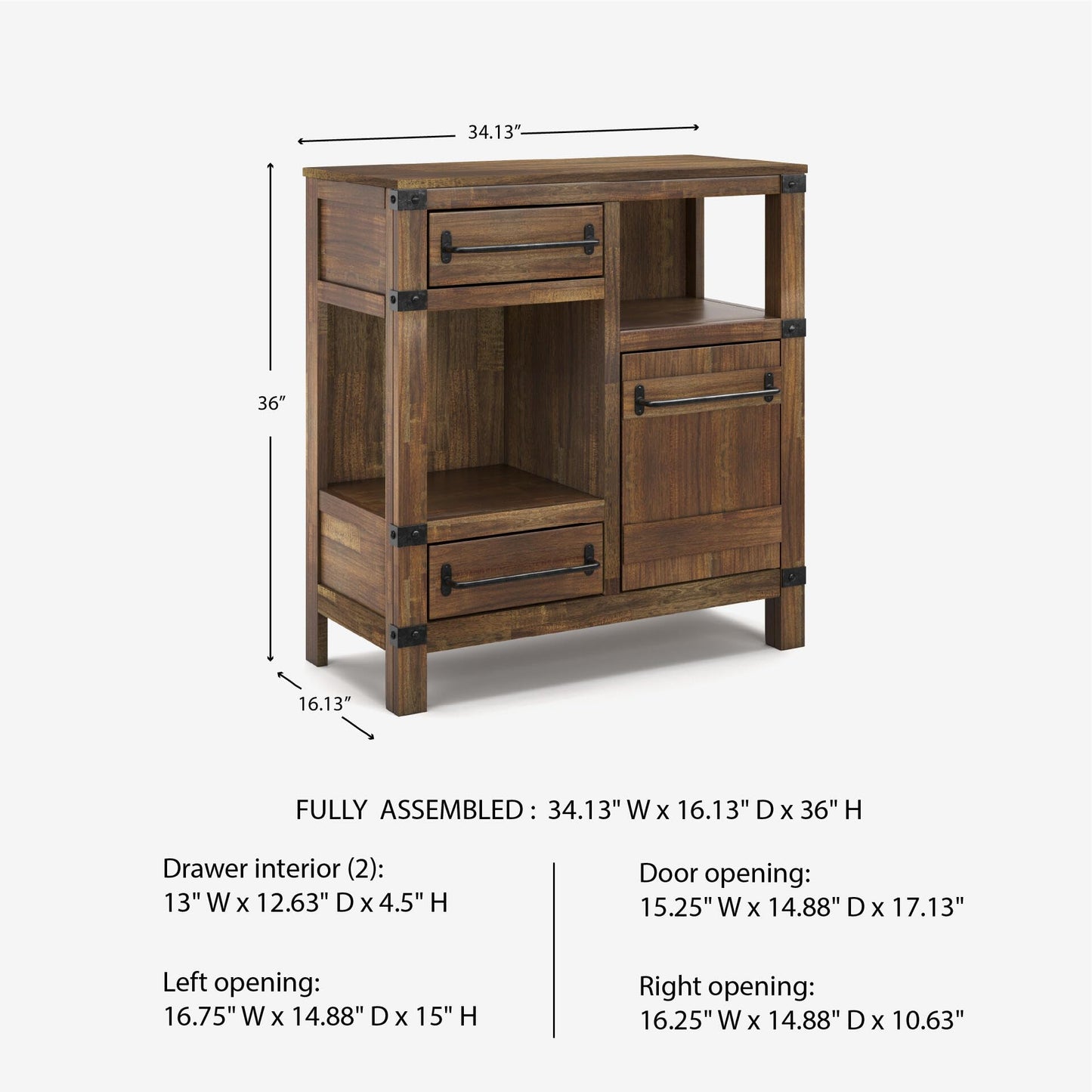 Signature Design by Ashley Roybeck Industrial Accent Cabinet with 2 Shelves, 1 Adjustable Shelf and 2 Drawers, Light Brown
