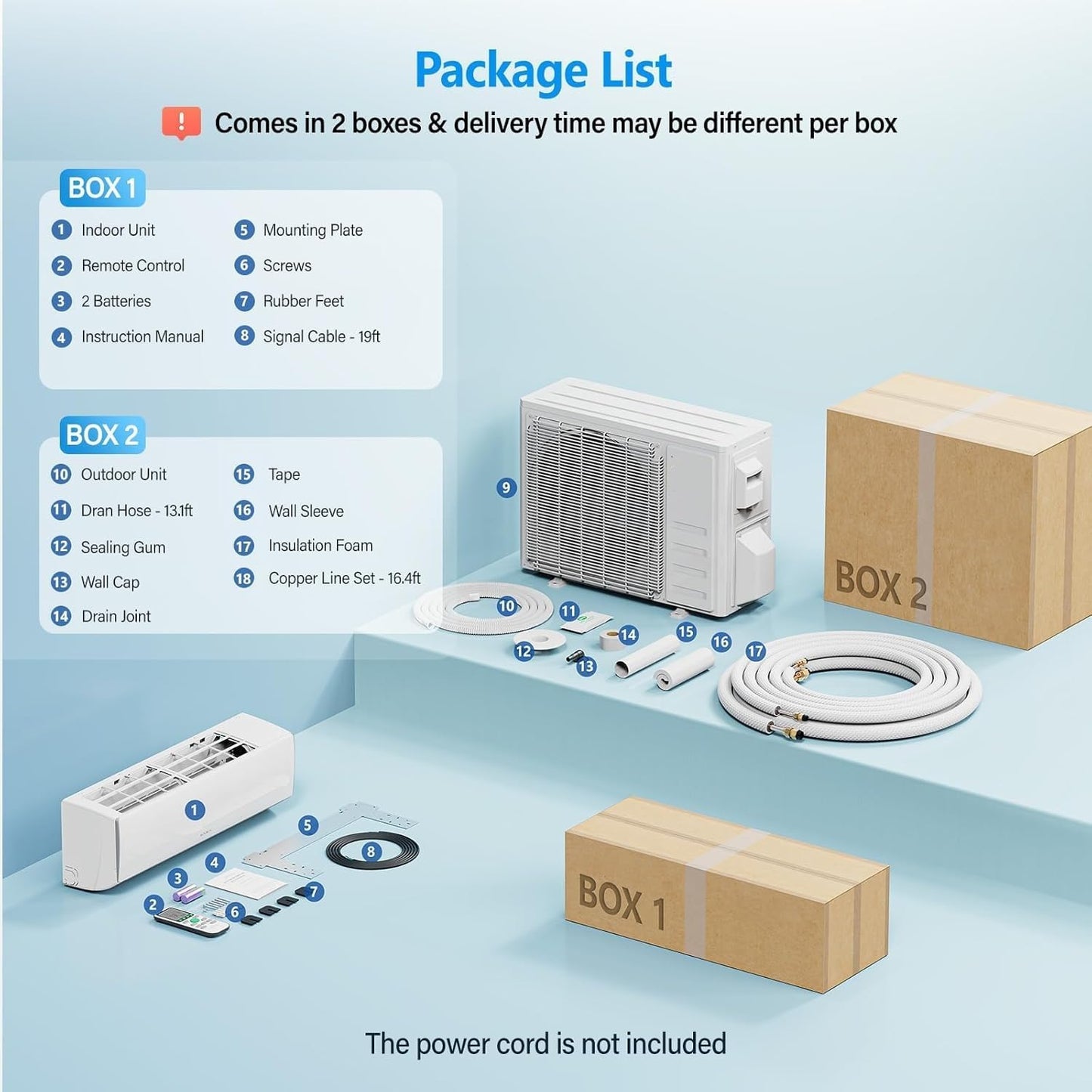 11500 BTU WiFi Enabled Mini Split Air Conditioner & Heater, 208/230V Heat Pump with Pre-Charged Condenser, 17 SEER2 Inverter Ductless Wall Unit & Installation Kit for Home Use