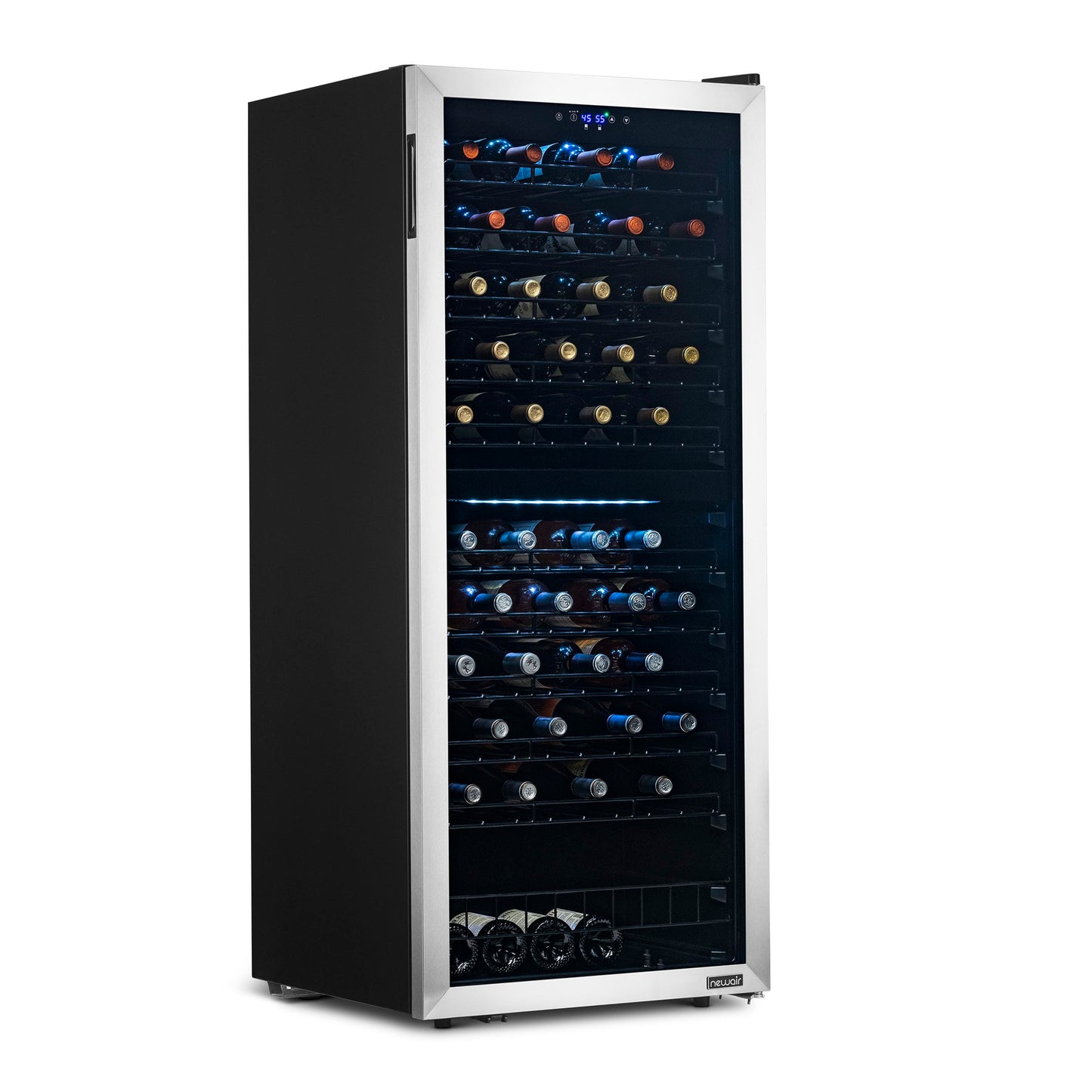 NewAir 24" Dual Zone Wine Fridge for 98 Bottles | Built-In or Freestanding Wine Cooler Refrigerator with Glass Door | Ultra-Quiet Inverter Compressor & Adjustable Racks | Stainless Steel