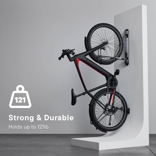 Steadyrack ProFlex Narrow Bike Rack - Vertical Wall Mount Bike Storage for Home - Roll-In Roll-Out System - Space-Saving Pivot - Fits Road, BMX, Gravel, Fender - Includes GearMate SteadySpine - 2 Pack