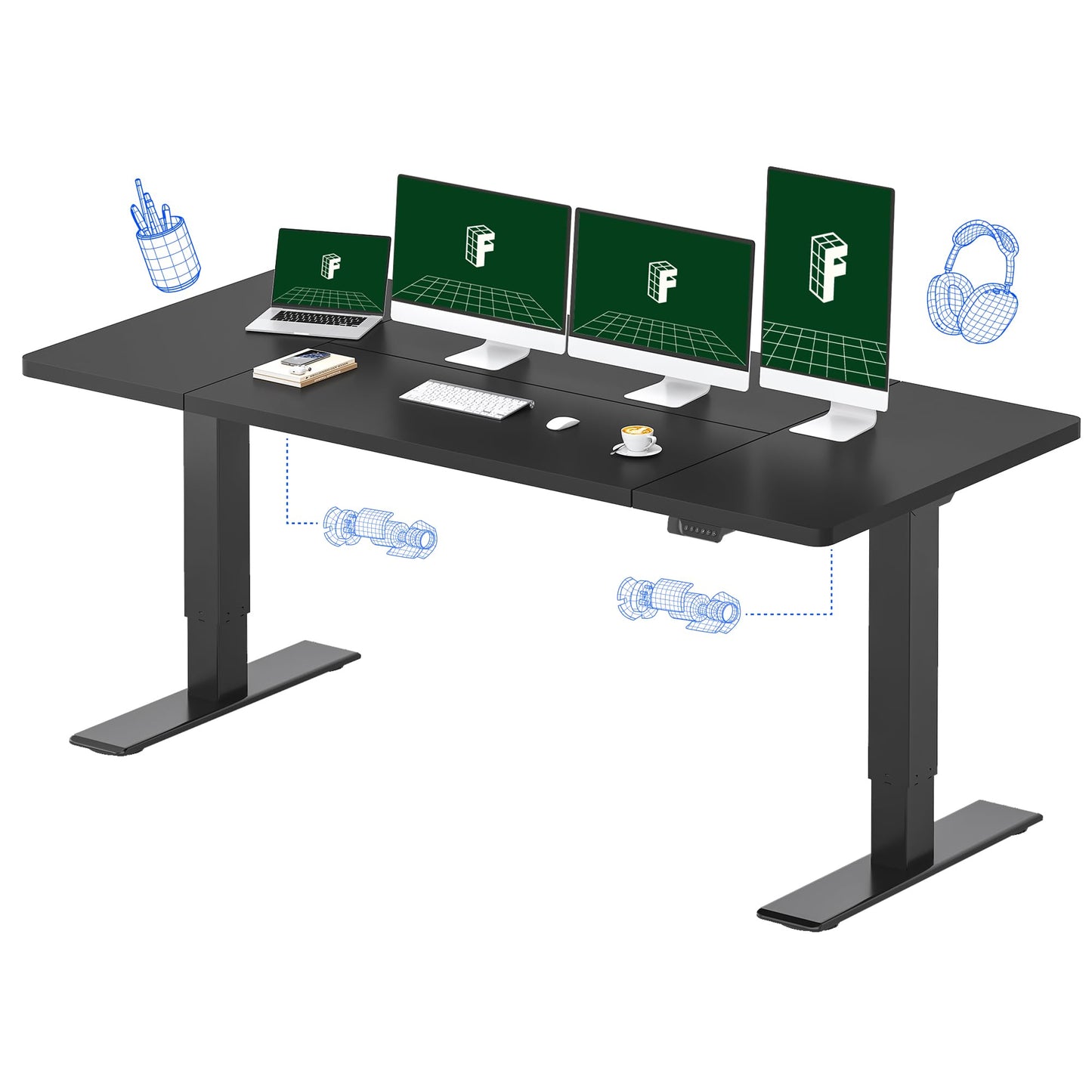 FLEXISPOT 79"x32" Large Dual Motor Electric Standing Desk, Black - 198 LBS Heavy-Duty Capacity, Ideal for Home Office, Creative Studio, or Multi-Monitor Setup