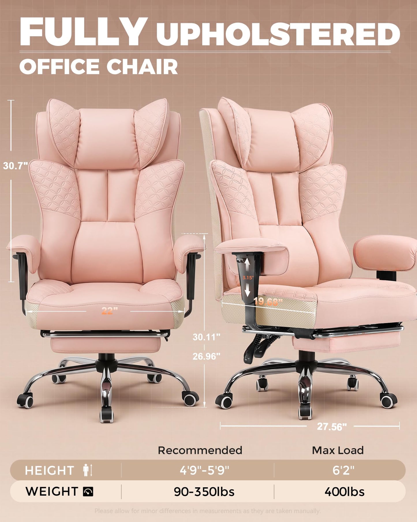GTPLAYER Big and Tall Office Chair, Wide Ergonomic Gaming Chair with Deluxe Embossing Designed Leather with Foot Rest,150°Reclining Adjustable Soft Armrests Pocket Spring Back Support and Pillow