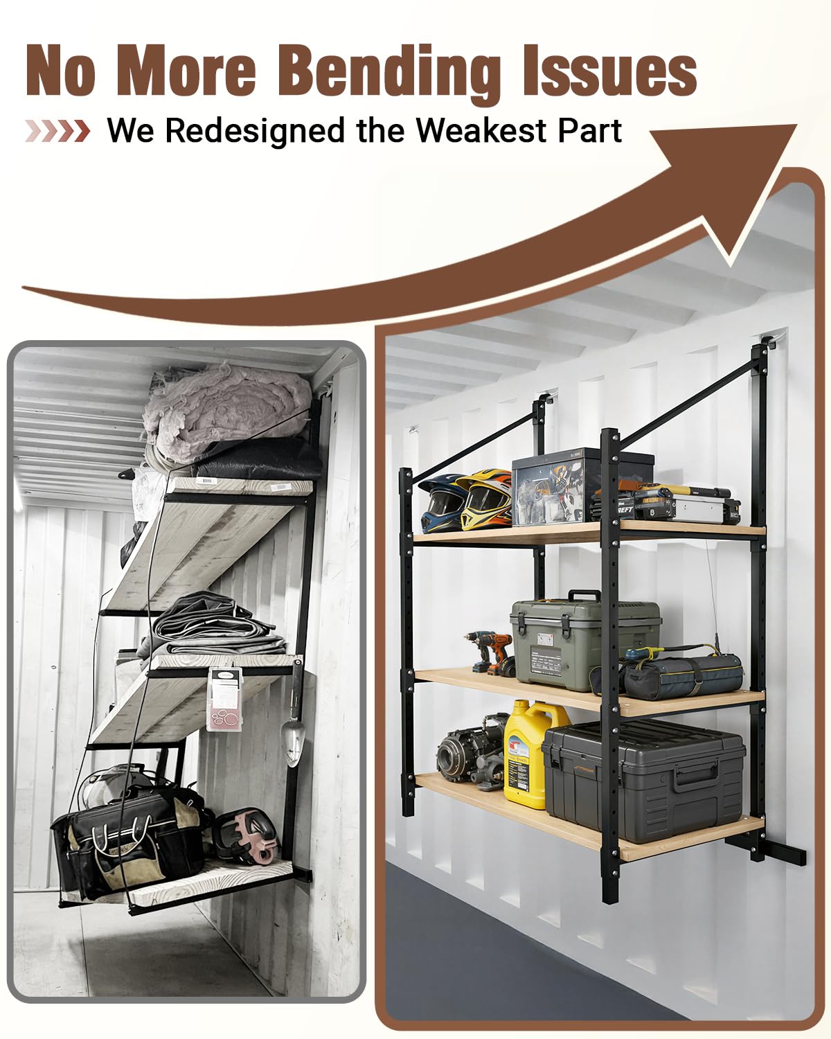 Lupar Heavy Duty Shipping Container Shelving Brackets, 3-Layer Cargo Container Shelves Shelf for DIY Storage System, Steel Rack Support for Tools Equipment Garage Farm Workshop, Sets of 4