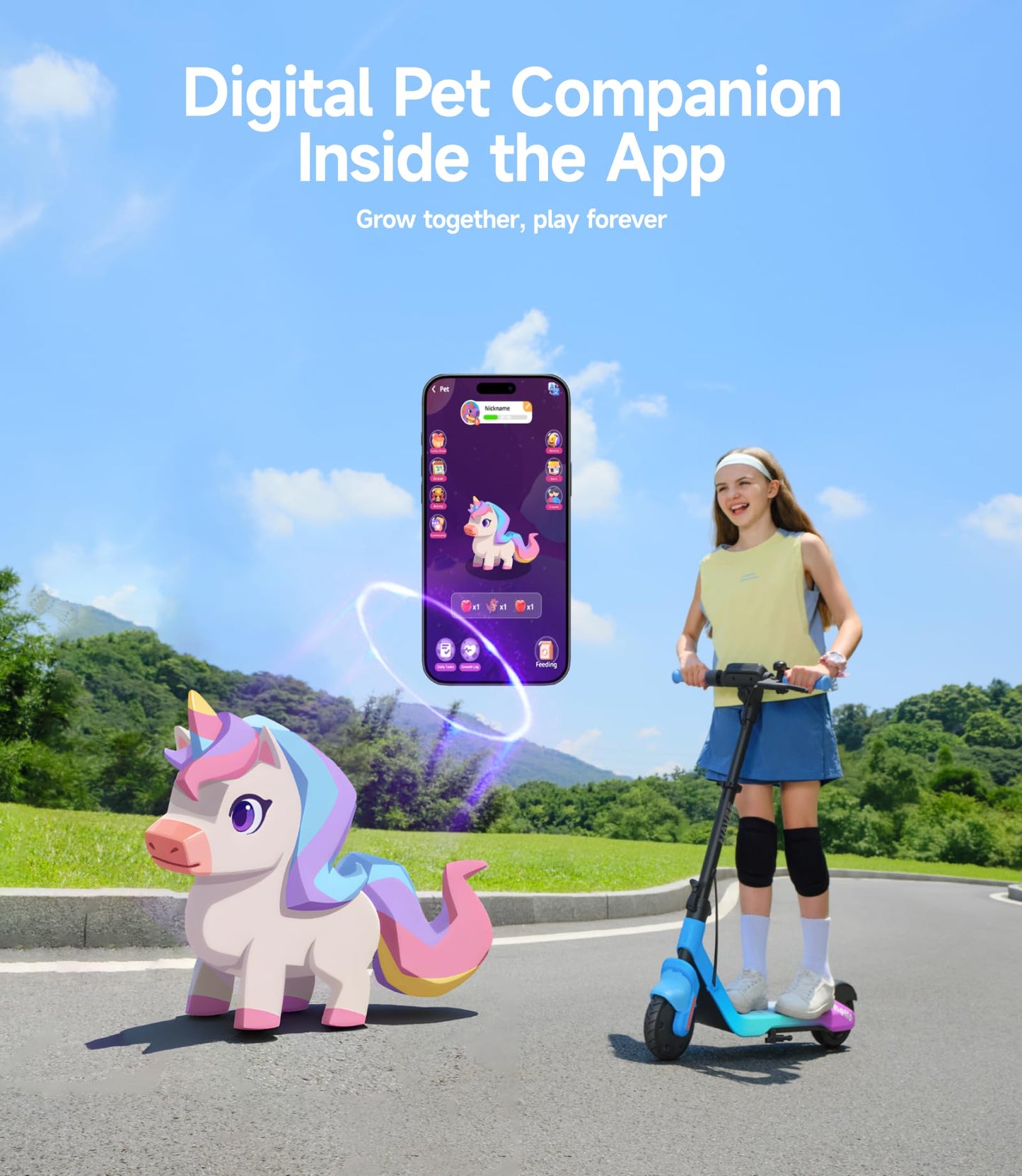NAVEE K100 Max Electric Scooter for Kids - Parental APP Speed Control & 3-Level Adjustable Height for Ages 6-14, UL2272 Certified, 260W Motor & 10 mph, Perfect for Neighborhood Fun