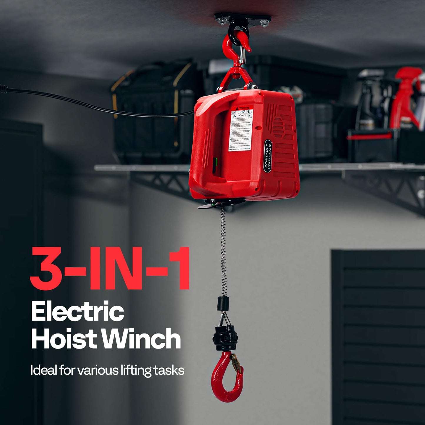 VIVOHOME 3-in-1 Electric Hoist Winch 1540lbs, 40ft Lifting Height for Towing