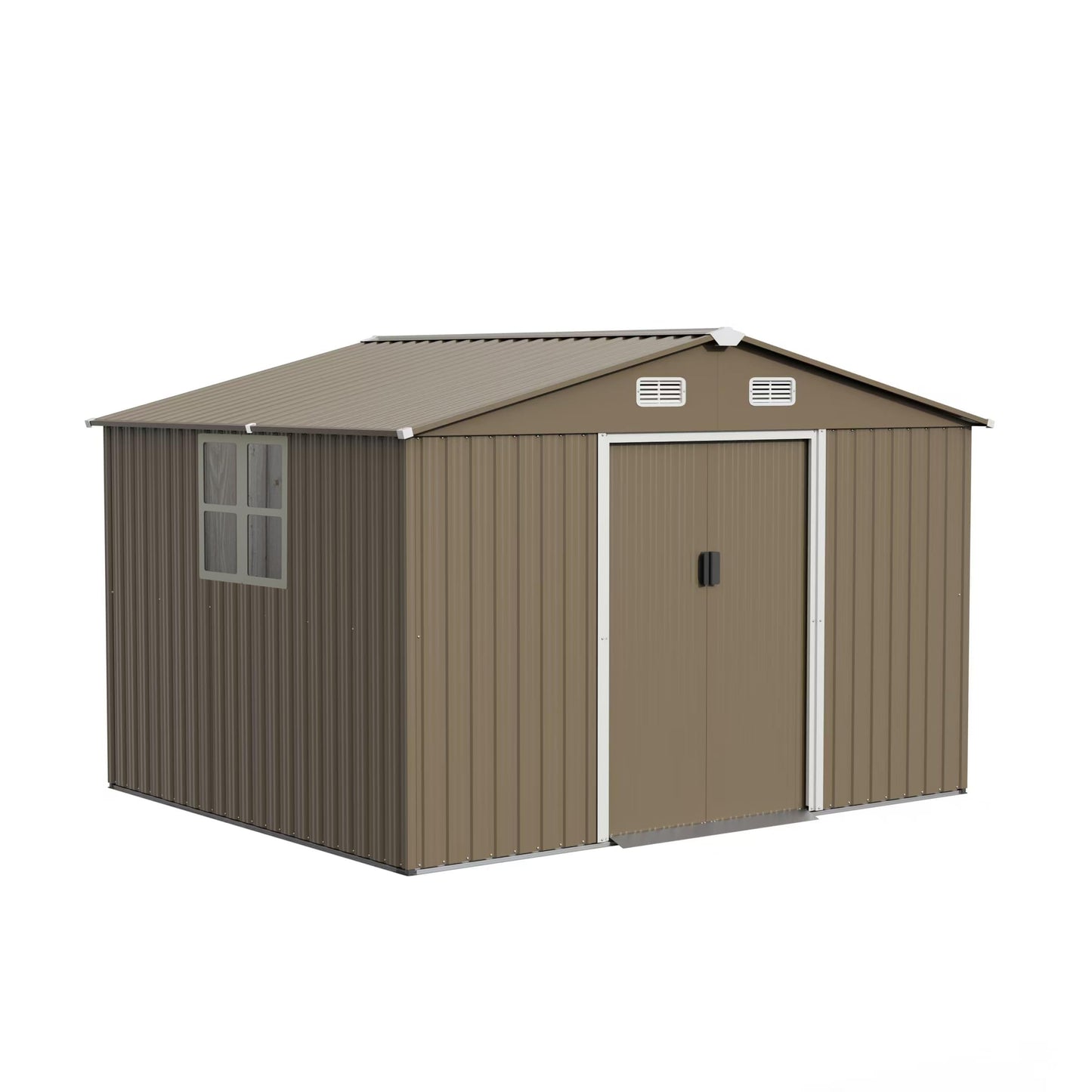 RTDTD 10FT x 8FT Outdoor Storage Shed,Waterproof Lockable Door Metal Tool Shed with Sliding Door and Air Vents,Storage House for Gardening Tools,Metal Storage Shed for Garden,Backyard,Lawn