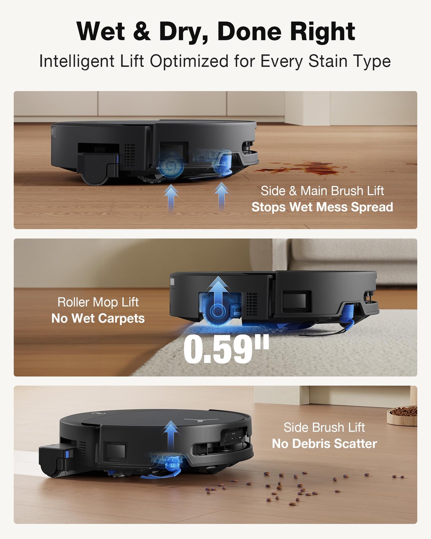 ECOVACS DEEBOT T90 PRO OMNI Robot Vacuum and Mop, 30,000Pa Suction, Instant Self-Cleaning OZMO Roller Mop, TruEdge Deep Edge Cleaning, ZeroTangle, Hot Water Wash & 145°F Air Dry, AI Obstacle Avoidance