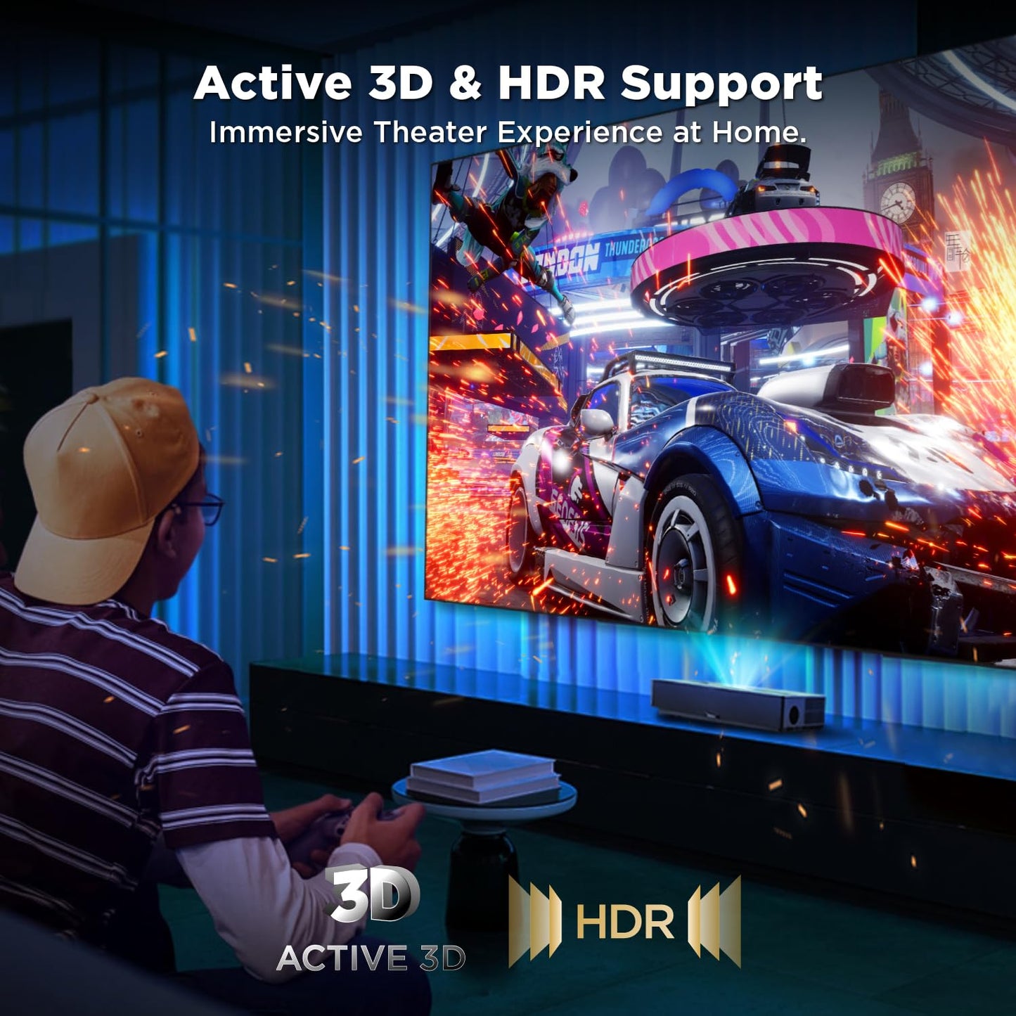 NothingProjector ALR Screen for Ultra Short Throw Projector, 95% Ambient Ceiling Light Rejecting, 120 inch, 4K/8K UHD, Active 3D, Fixed Frame 16:9, Wall Mount Anti Daylight UST, Black Series NothPJ