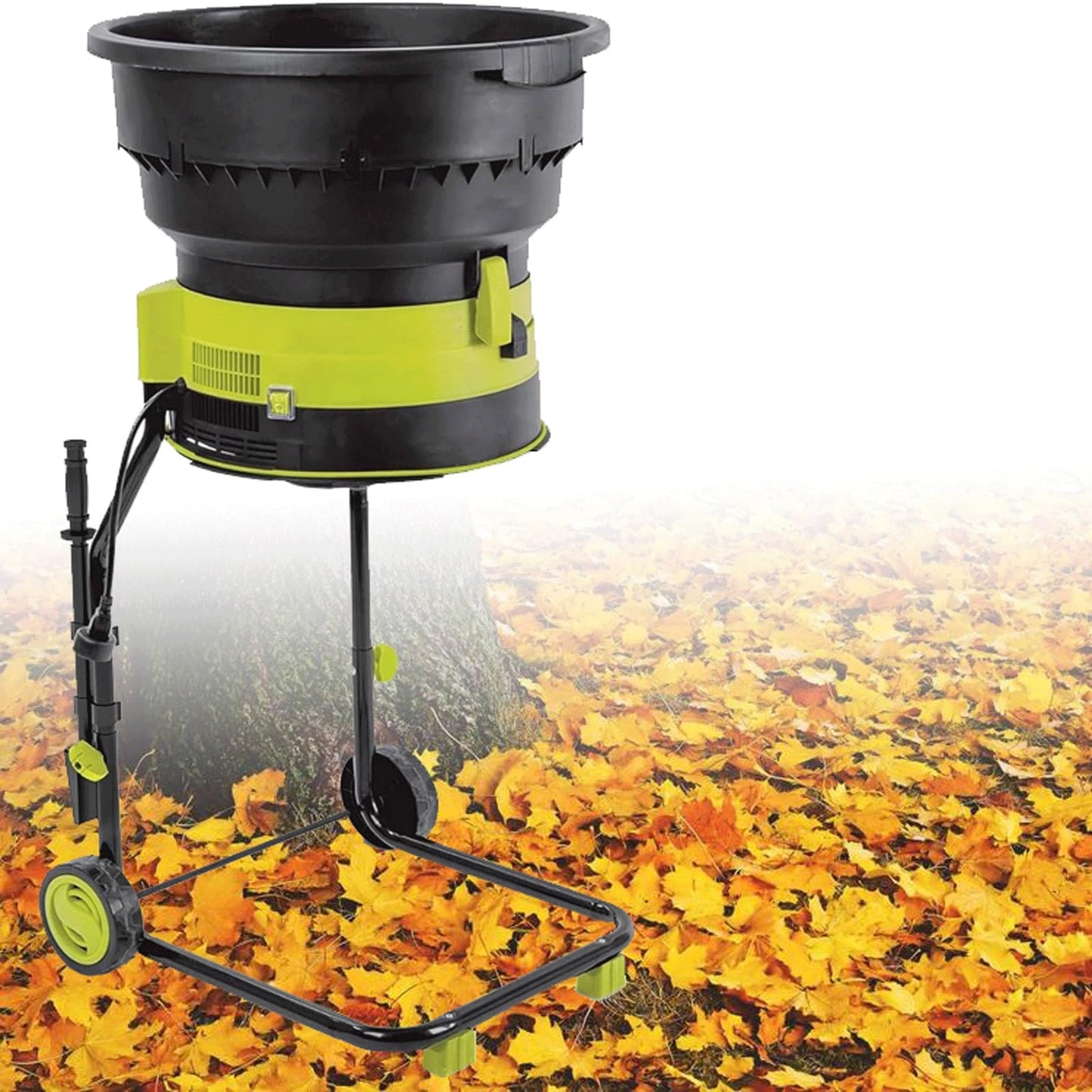 ZWHLYLY Corded Electric Leaf Mulcher, 2500W Portable Garden Compost Shredder with Wheels/Power Cord, 8000rpm Leaves Shredders and Chippers, Funnel Diameter 54CM (Machine+30m)